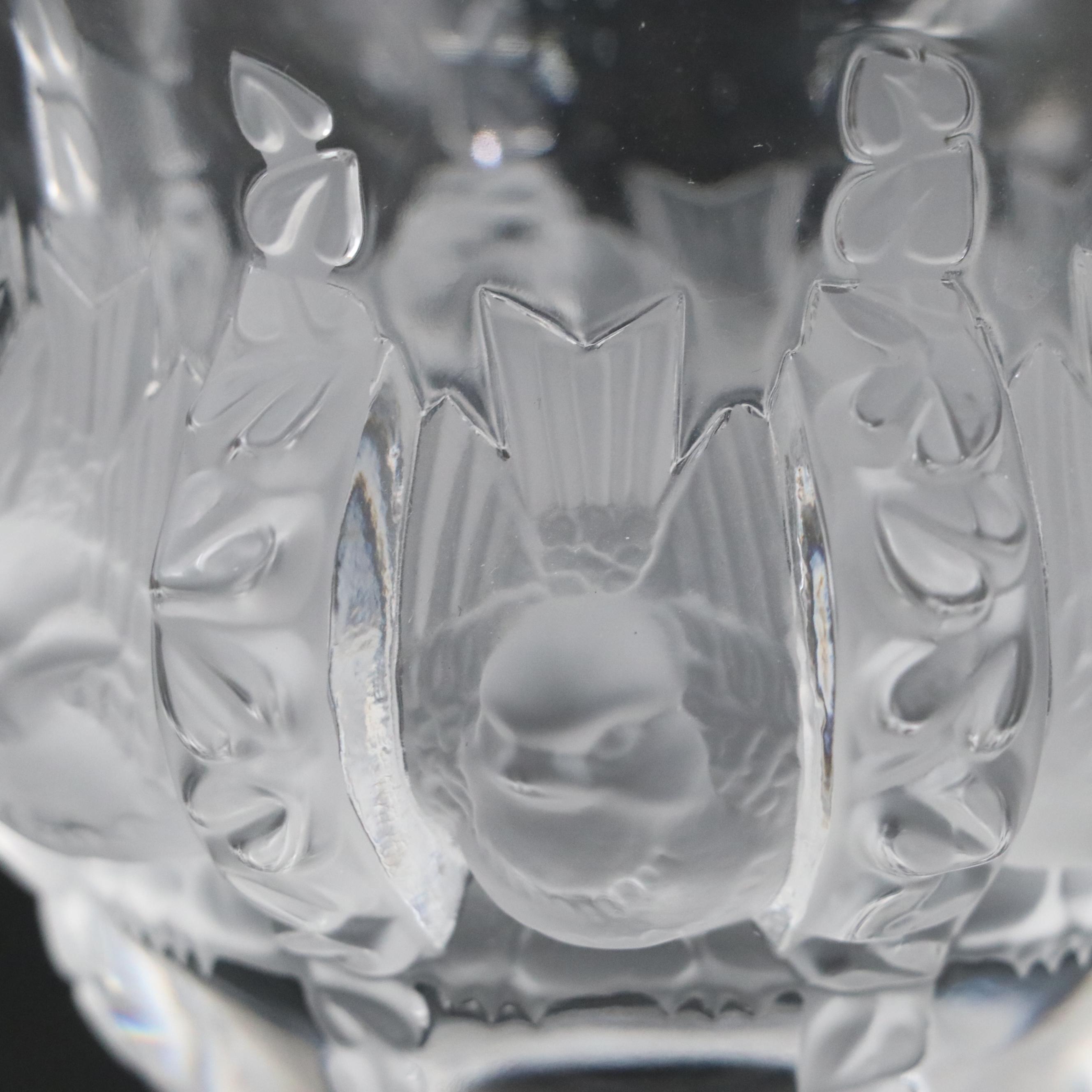 Lalique "Dampierre" Crystal Vase with "Rapace" Bird of Prey Paperweight