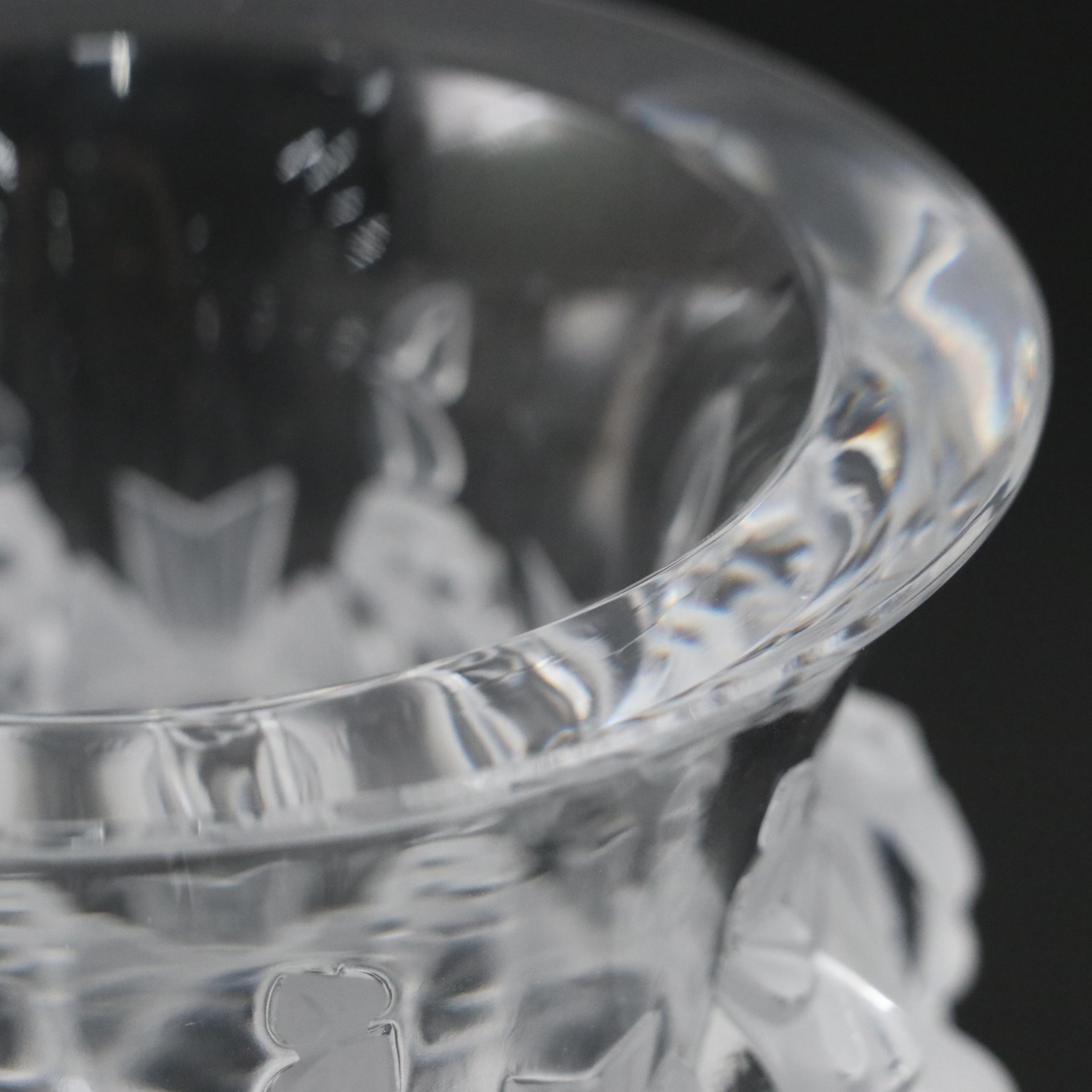 Lalique "Dampierre" Crystal Vase with "Rapace" Bird of Prey Paperweight