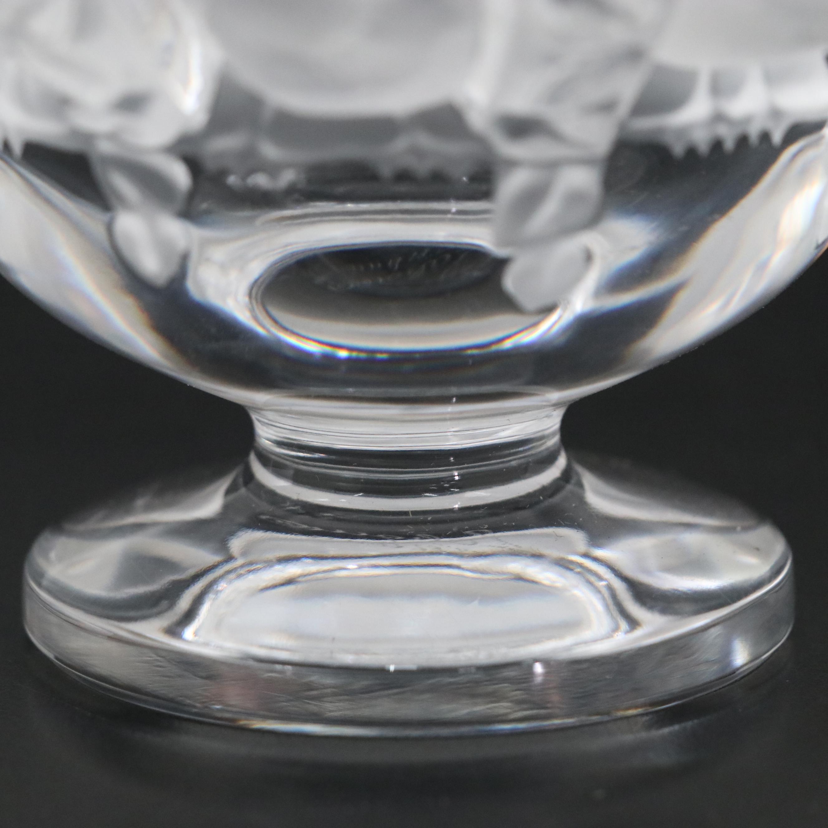 Lalique "Dampierre" Crystal Vase with "Rapace" Bird of Prey Paperweight