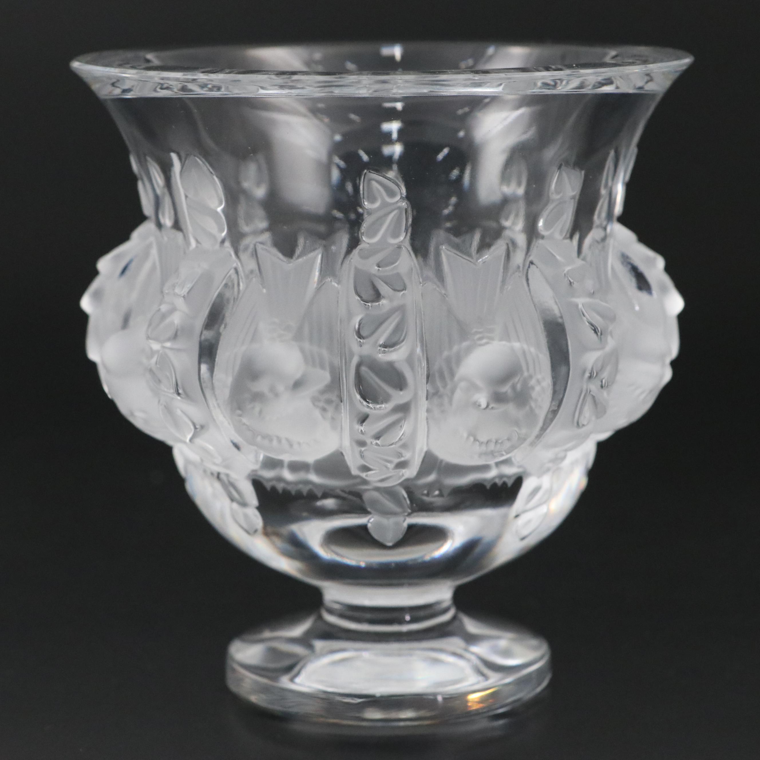 Lalique "Dampierre" Crystal Vase with "Rapace" Bird of Prey Paperweight