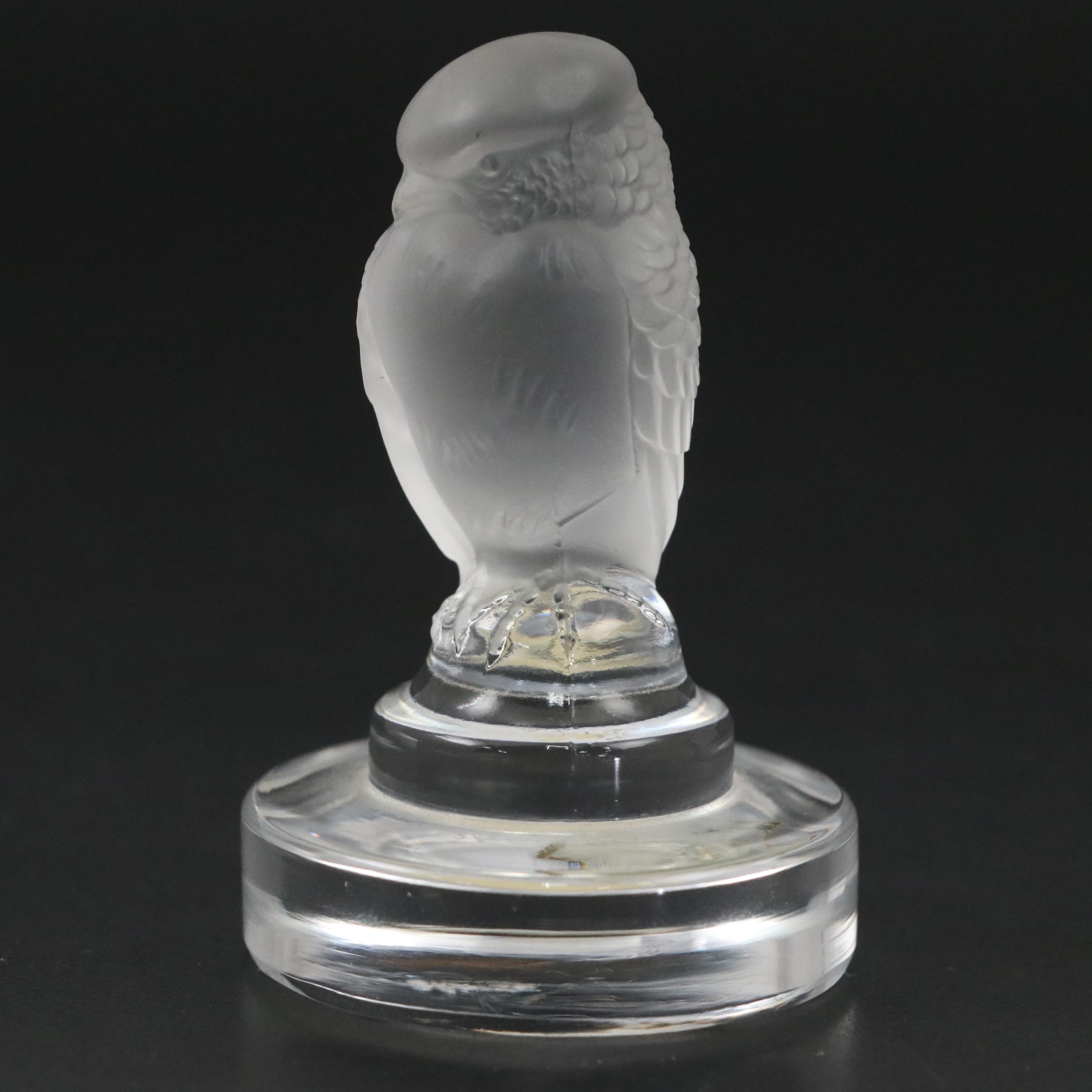 Lalique "Dampierre" Crystal Vase with "Rapace" Bird of Prey Paperweight