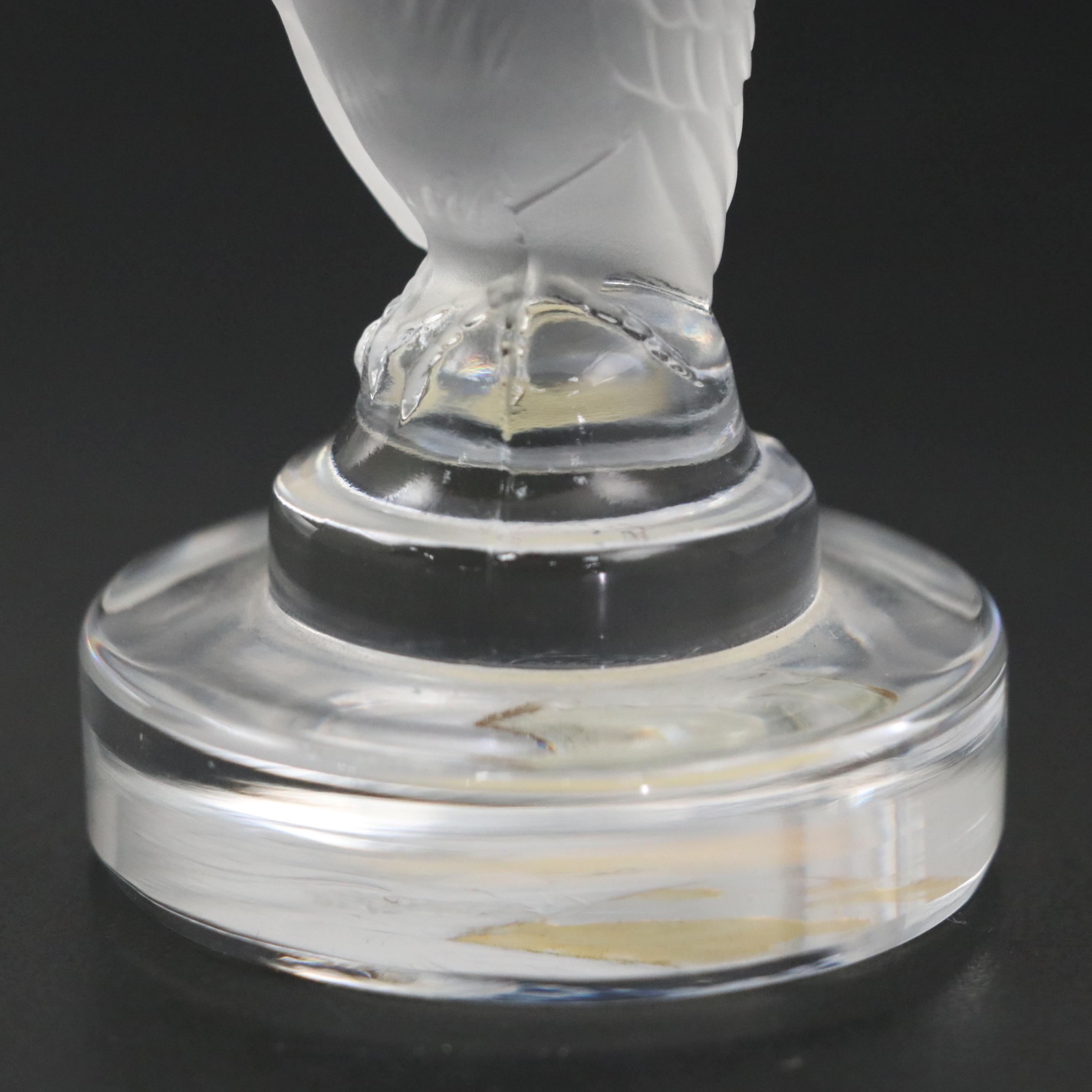 Lalique "Dampierre" Crystal Vase with "Rapace" Bird of Prey Paperweight