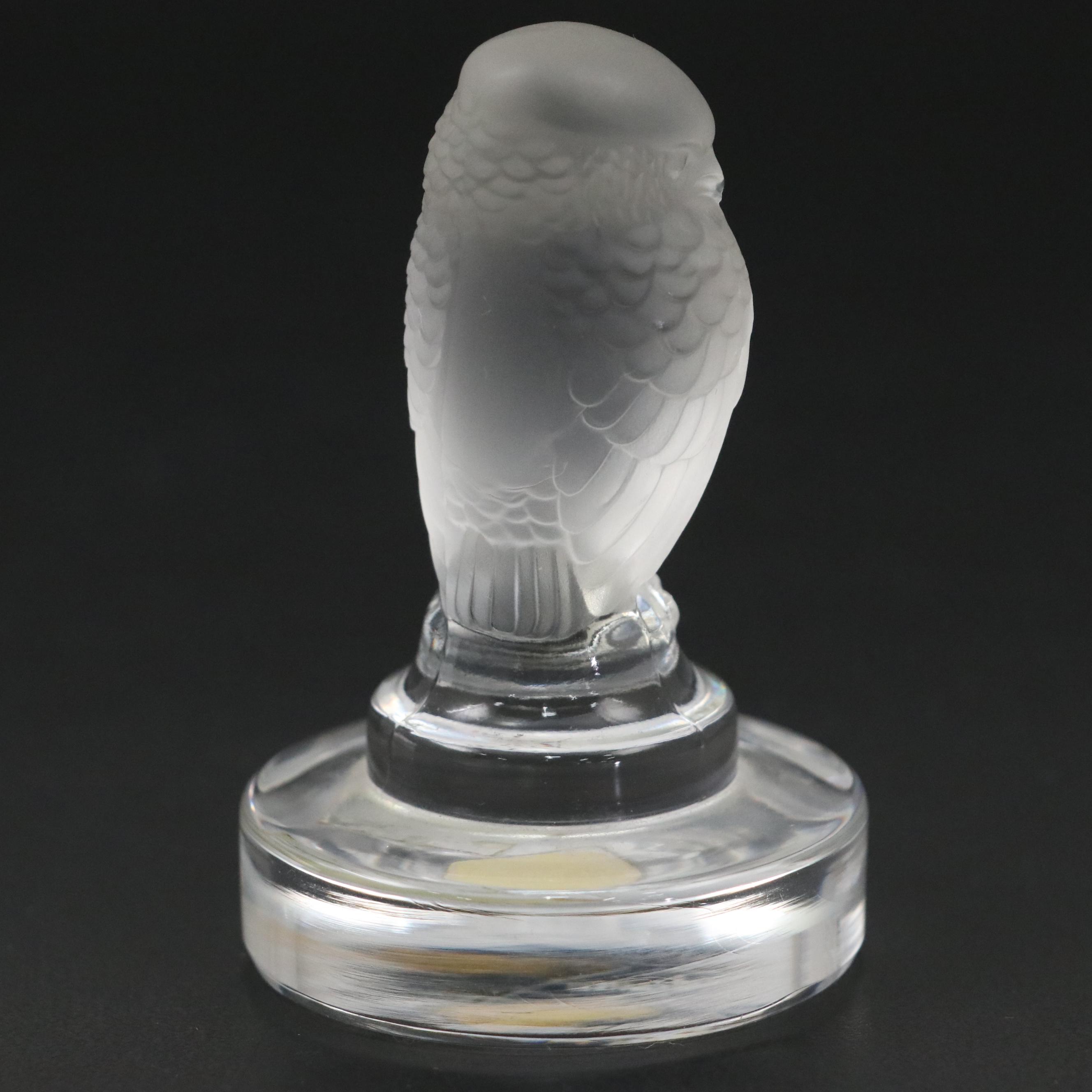 Lalique "Dampierre" Crystal Vase with "Rapace" Bird of Prey Paperweight