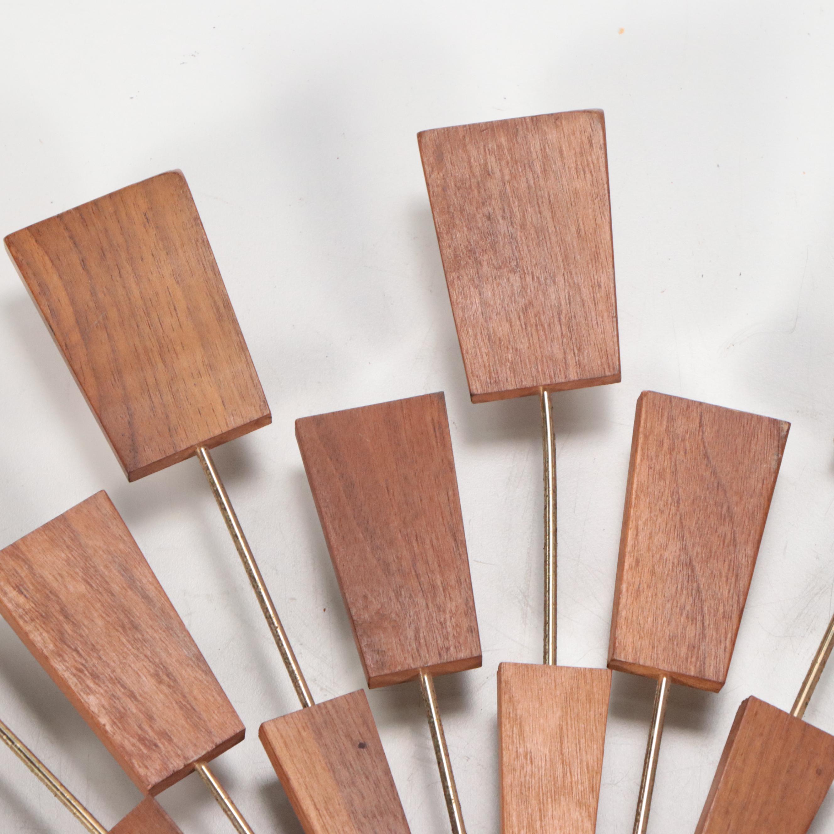 Seth Thomas "Grandeur" Teak and Brass Starburst Wall Clock