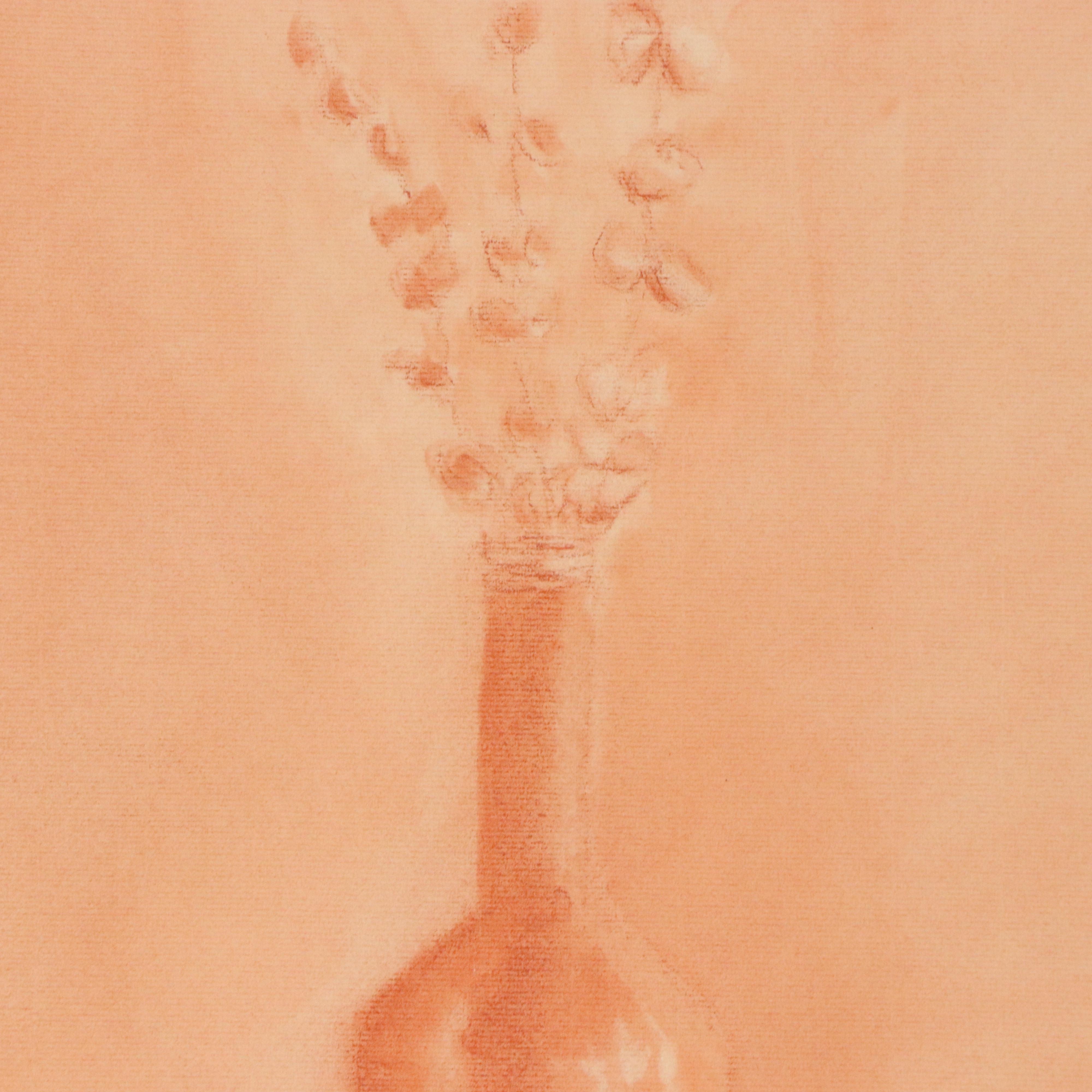 Melanie May Still Life Conté Drawing of Flower Vase, 1982