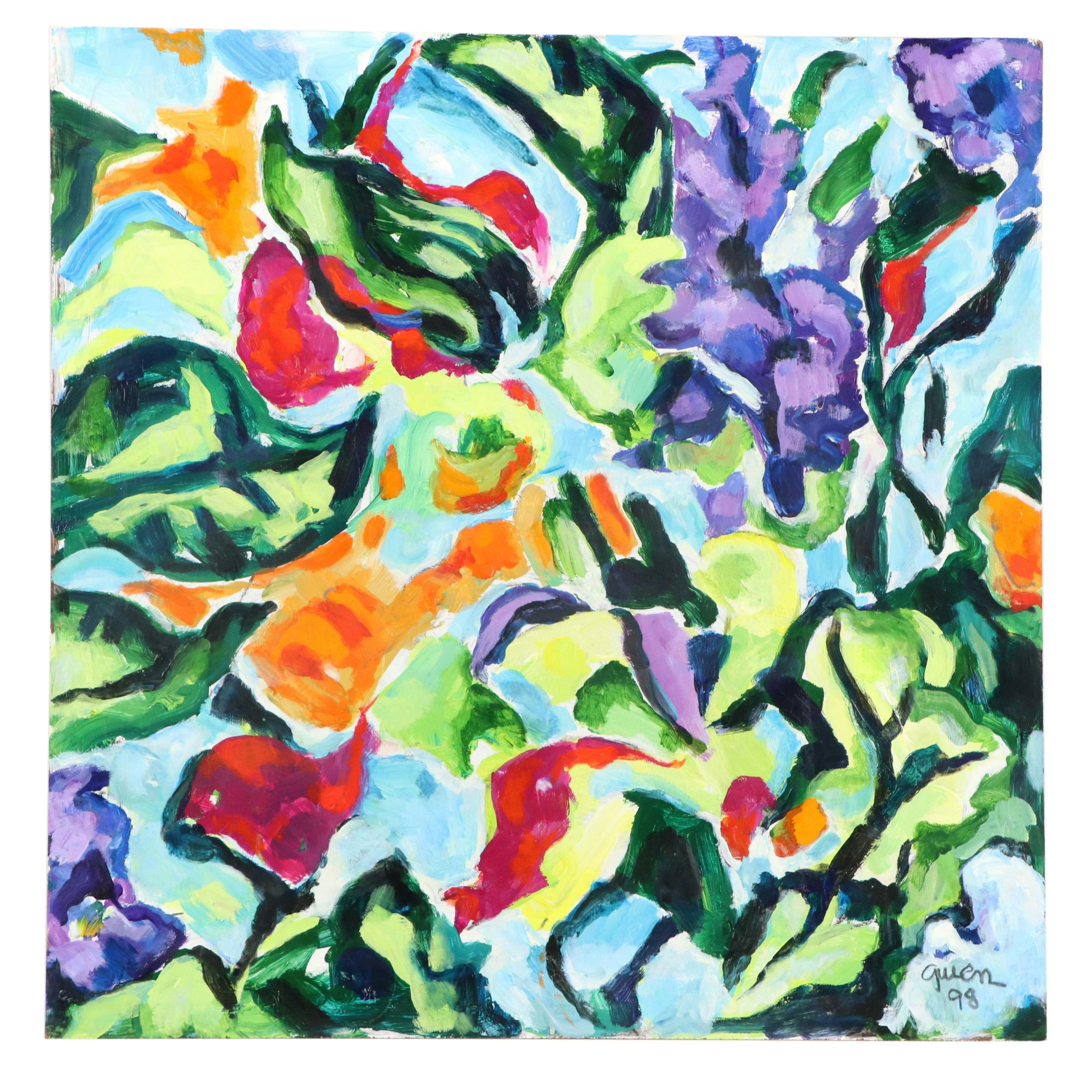 Gwen Doppler Modernist Acrylic Painting "Garden," 1998