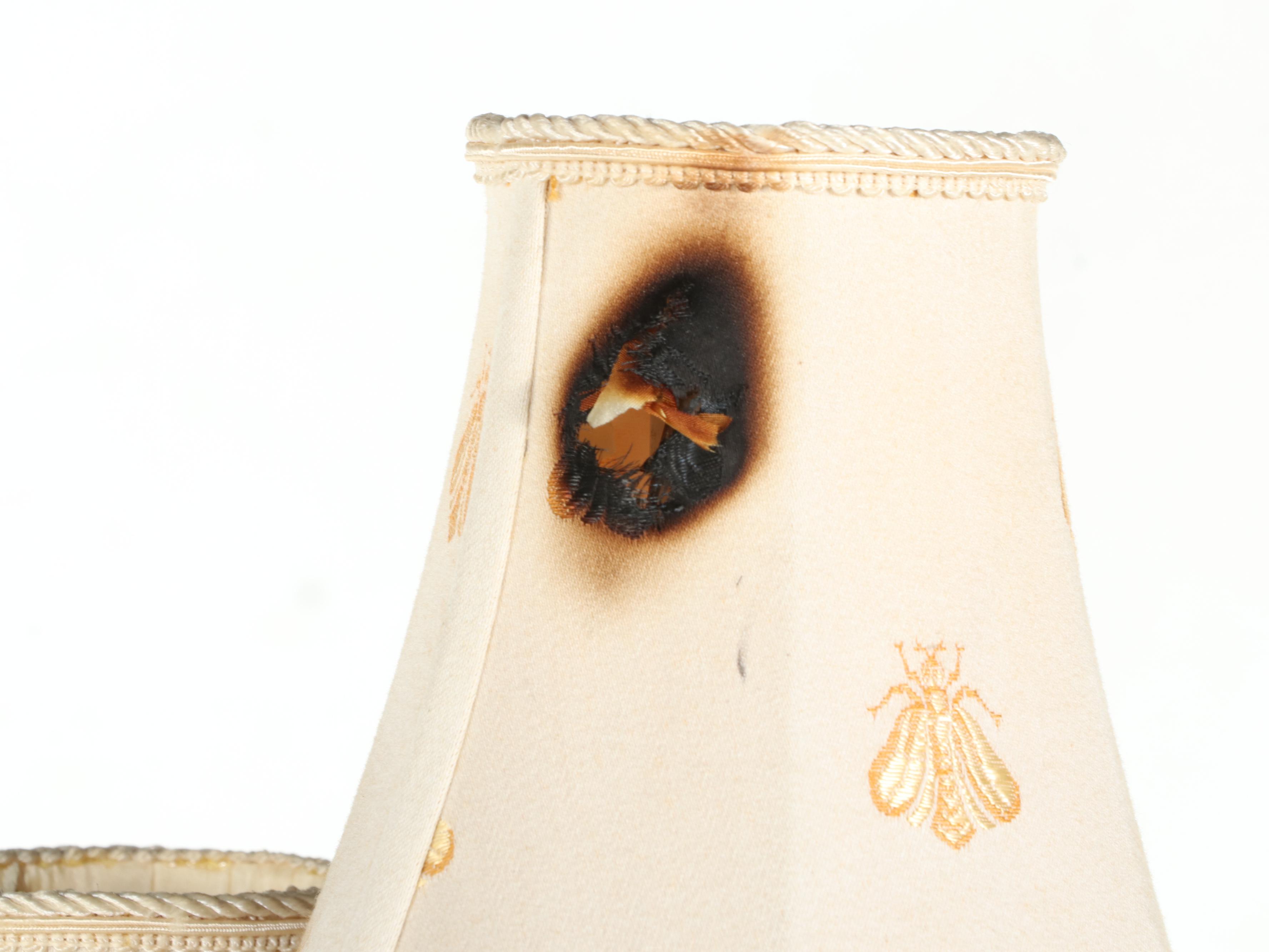 Pair of Wrought Iron and Gilt Metal Floor Lamps, Adapted Mid-20th Century