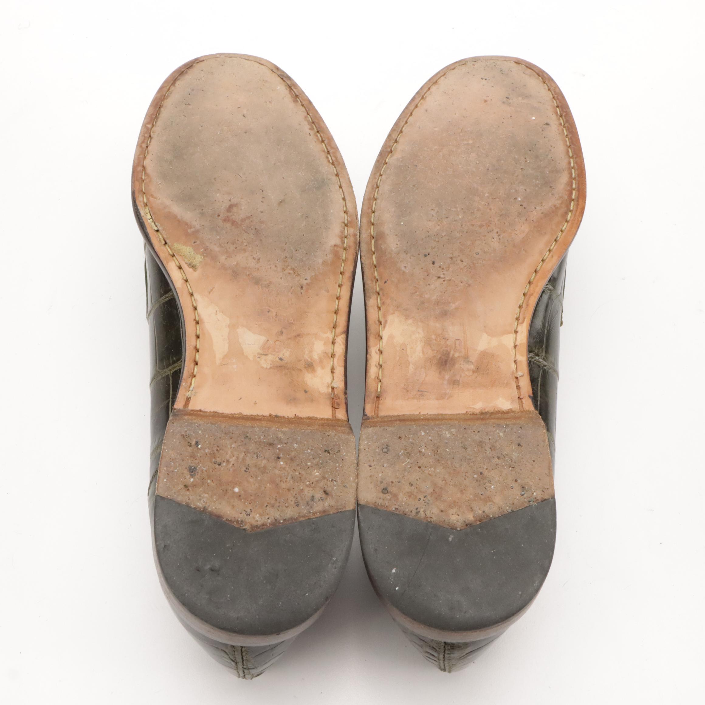 Warren Edwards Ostrich Leather & Titti Dell'Acqua Alligator and Leather Loafers