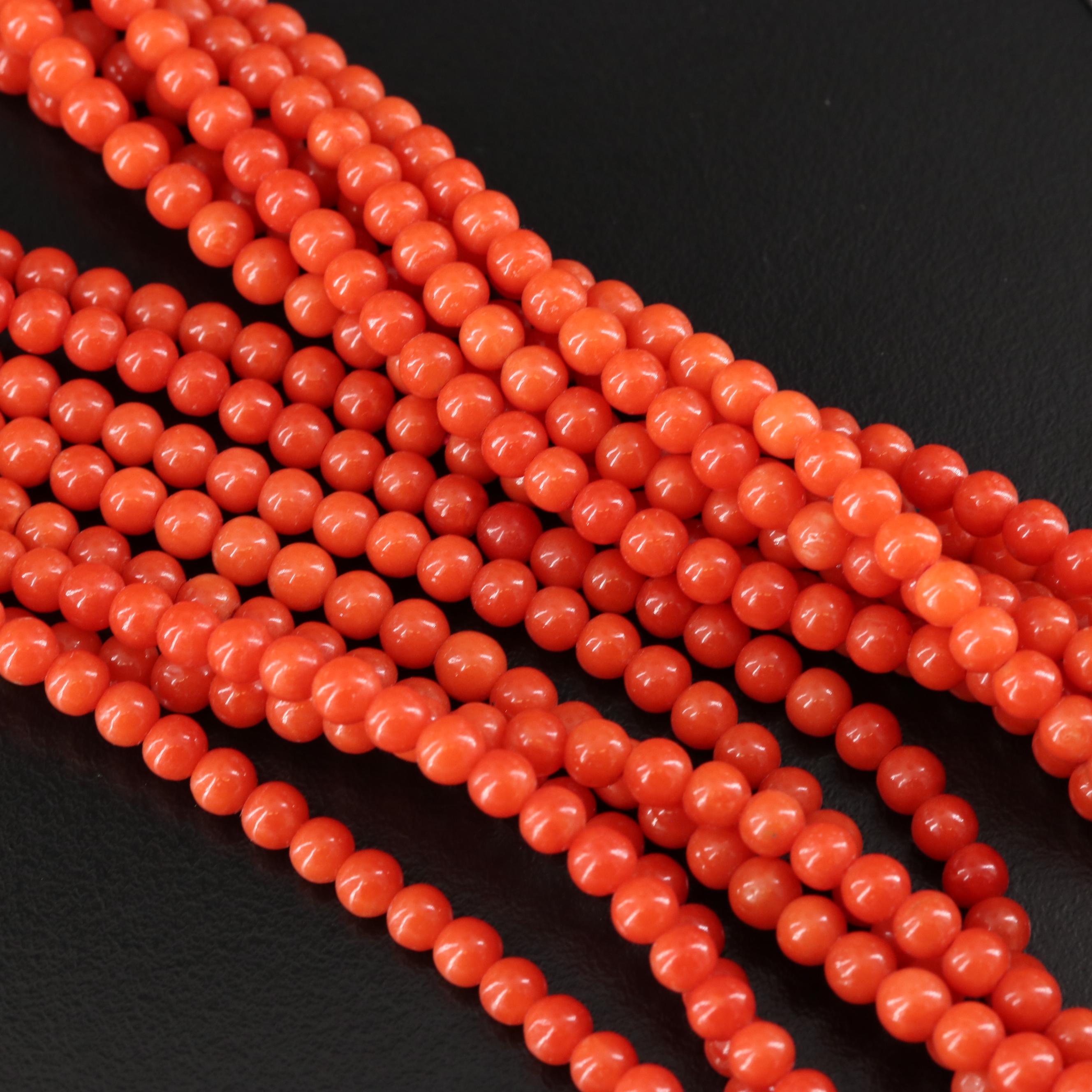 Italian Multi Strand Coral Torsade with 18K Clasp