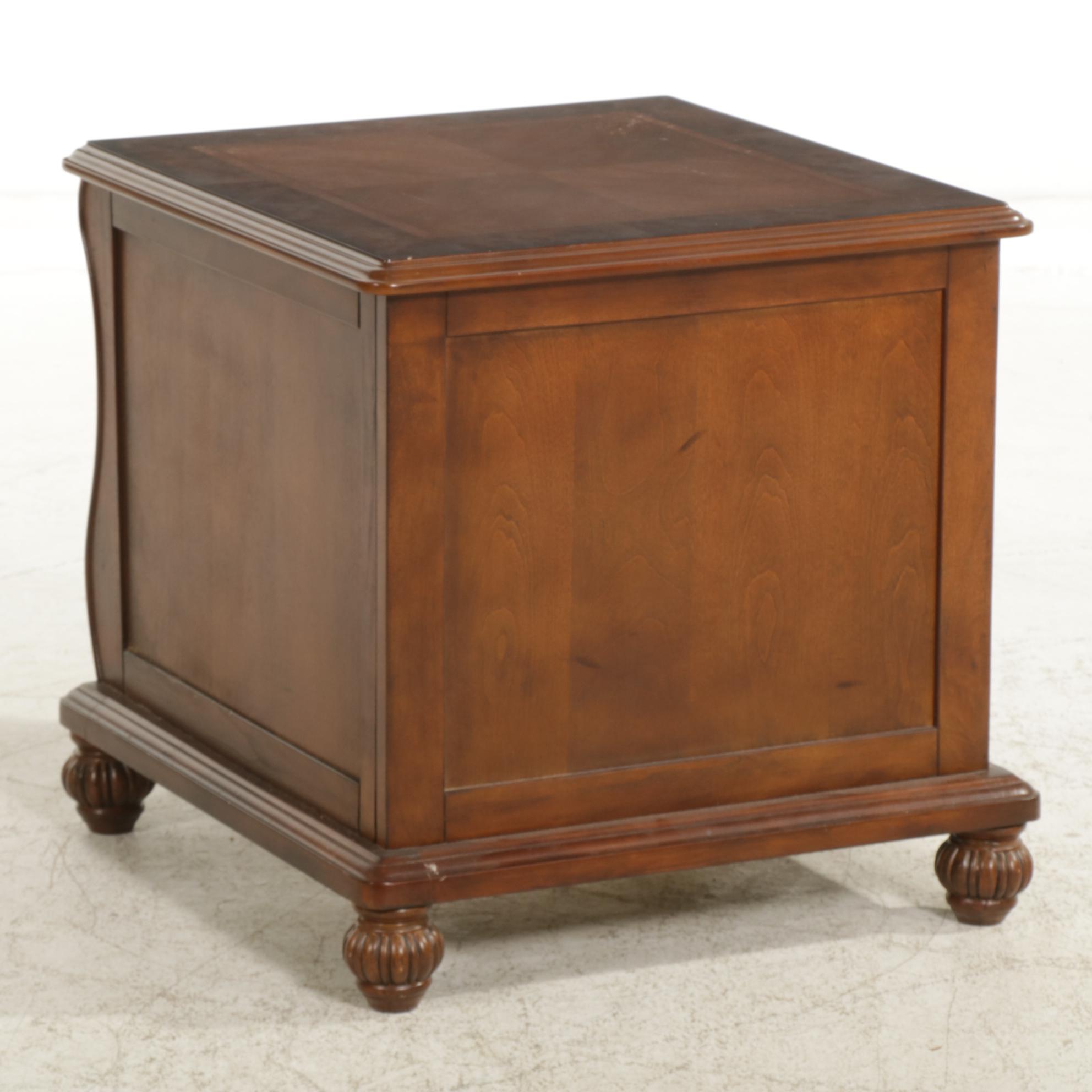 Ashley Furniture Mahogany Side Table with Burlwood Accents, 21st Century