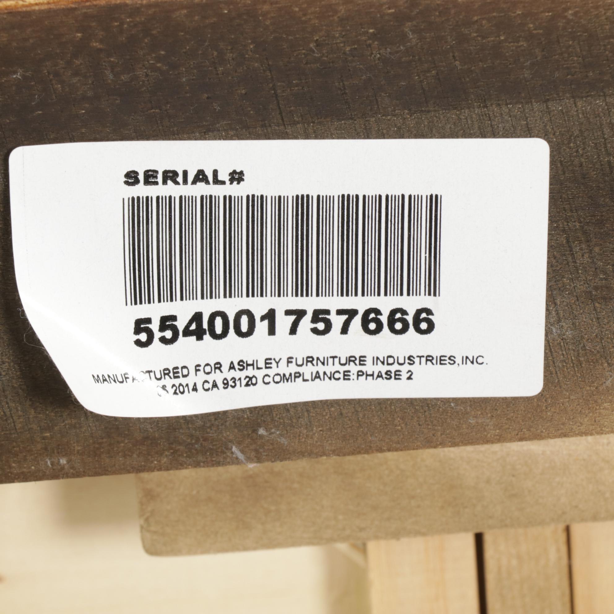 Ashley Furniture Mahogany Side Table with Burlwood Accents, 21st Century