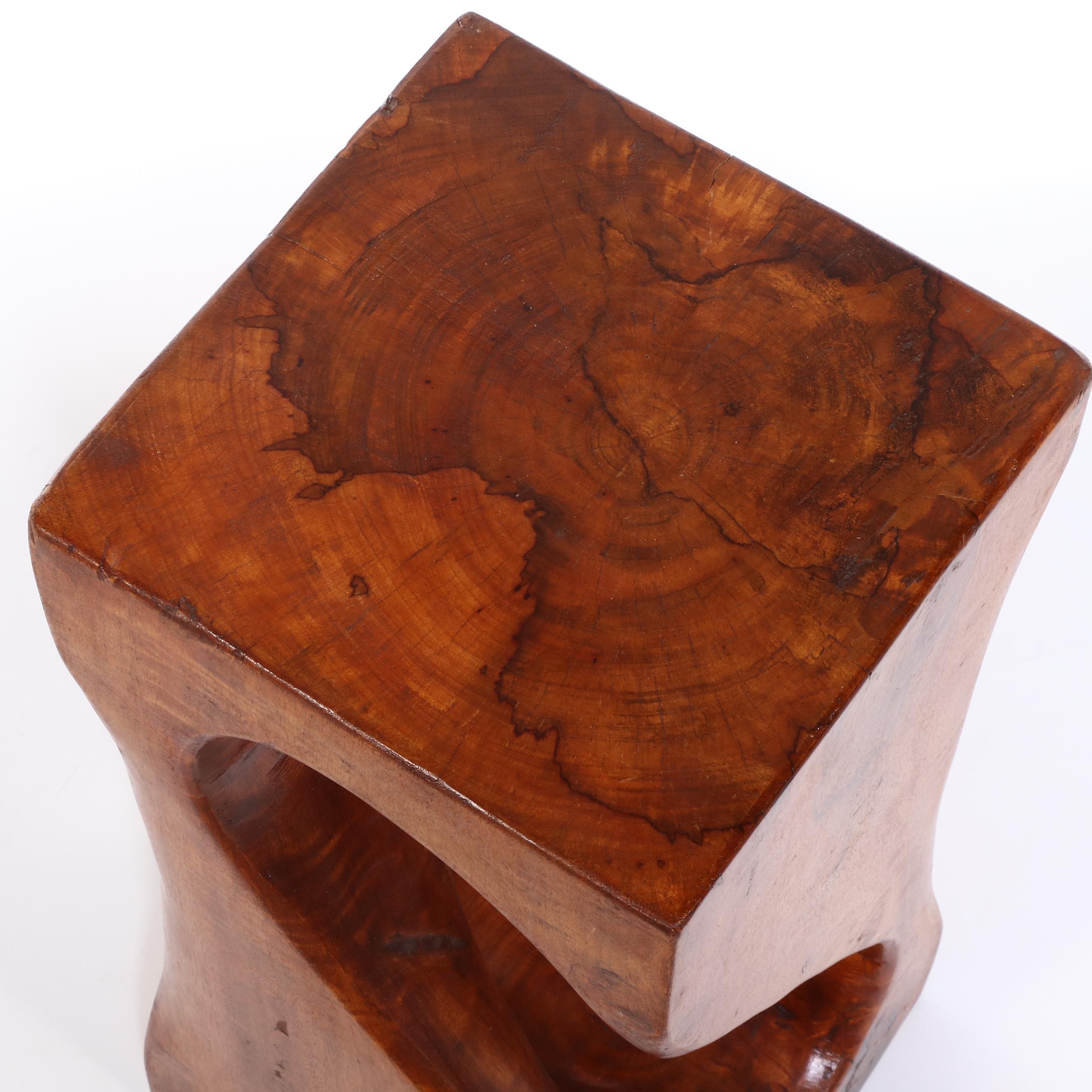 Wooden Spiral Accent Stool