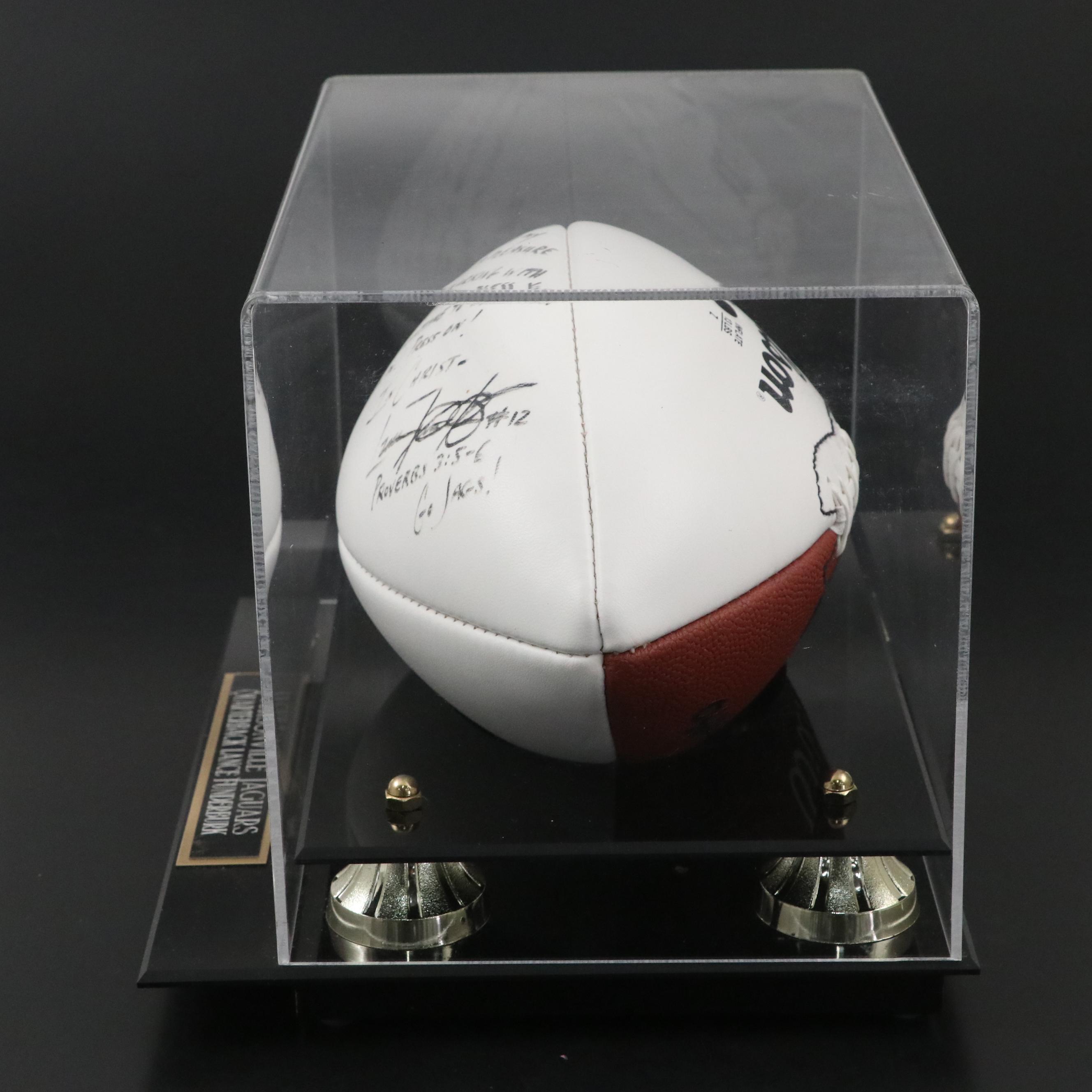 Lance Funderburk Signed Wilson NFL Football with Jacksonville Jaguars Display