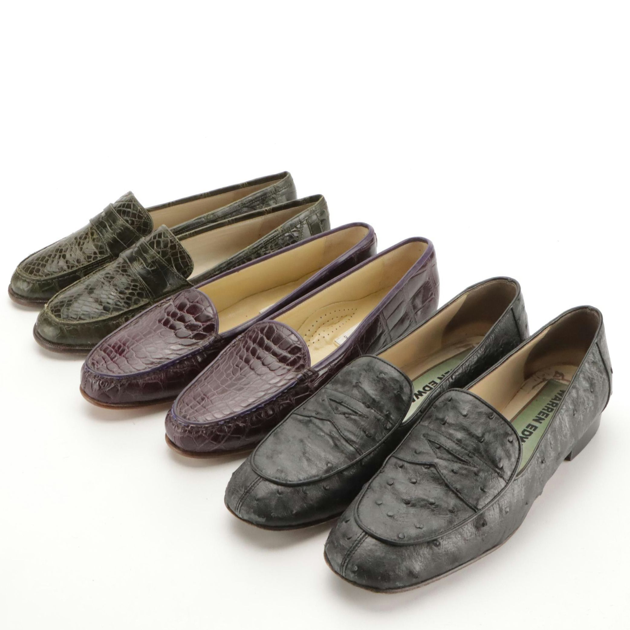 Warren Edwards Ostrich Leather & Titti Dell'Acqua Alligator and Leather Loafers