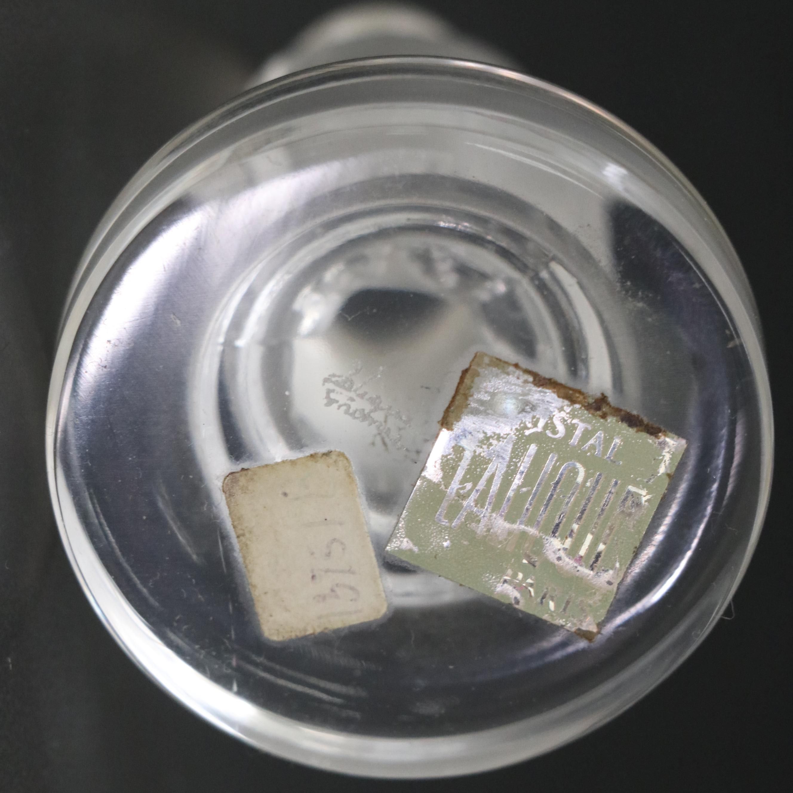 Lalique "Dampierre" Crystal Vase with "Rapace" Bird of Prey Paperweight