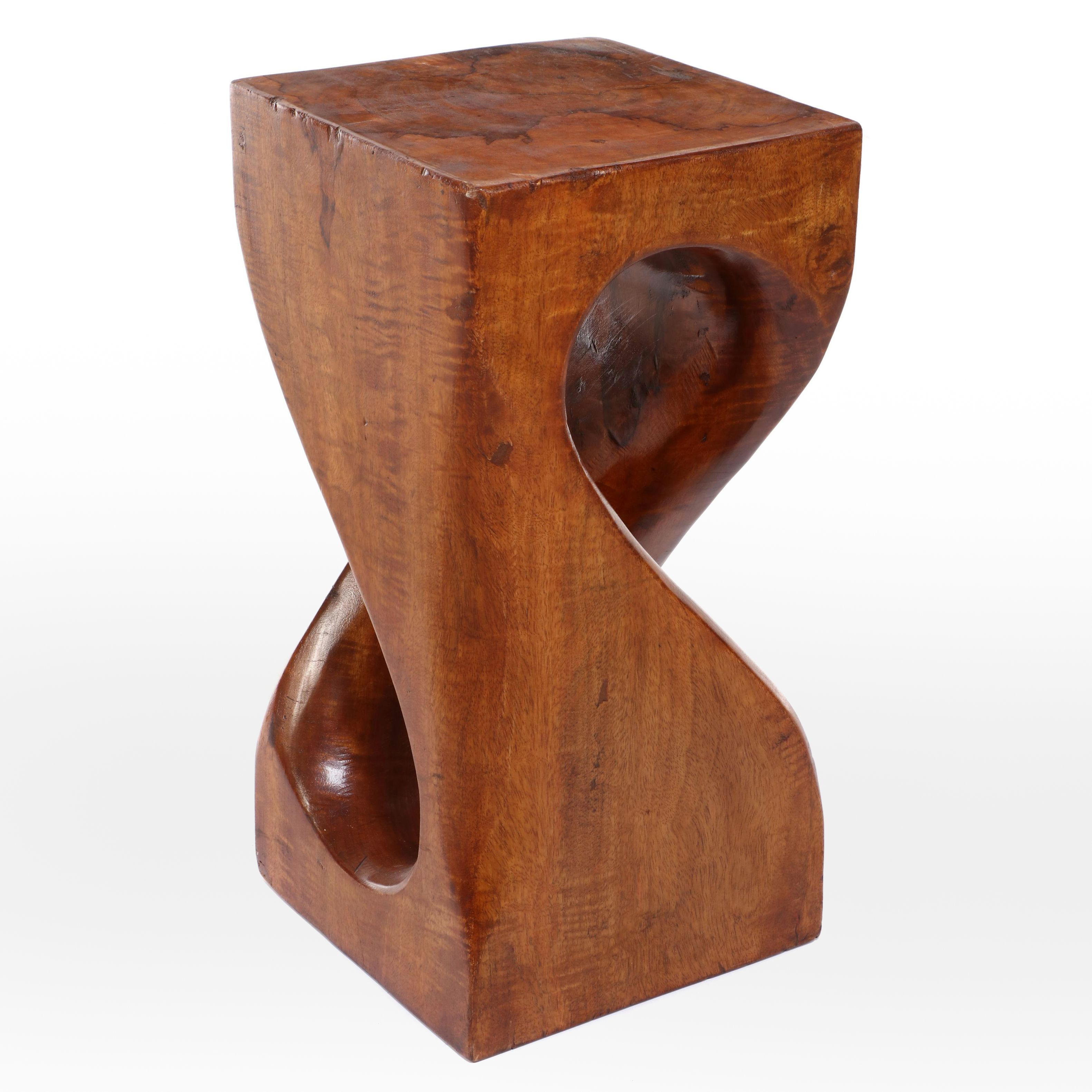 Wooden Spiral Accent Stool