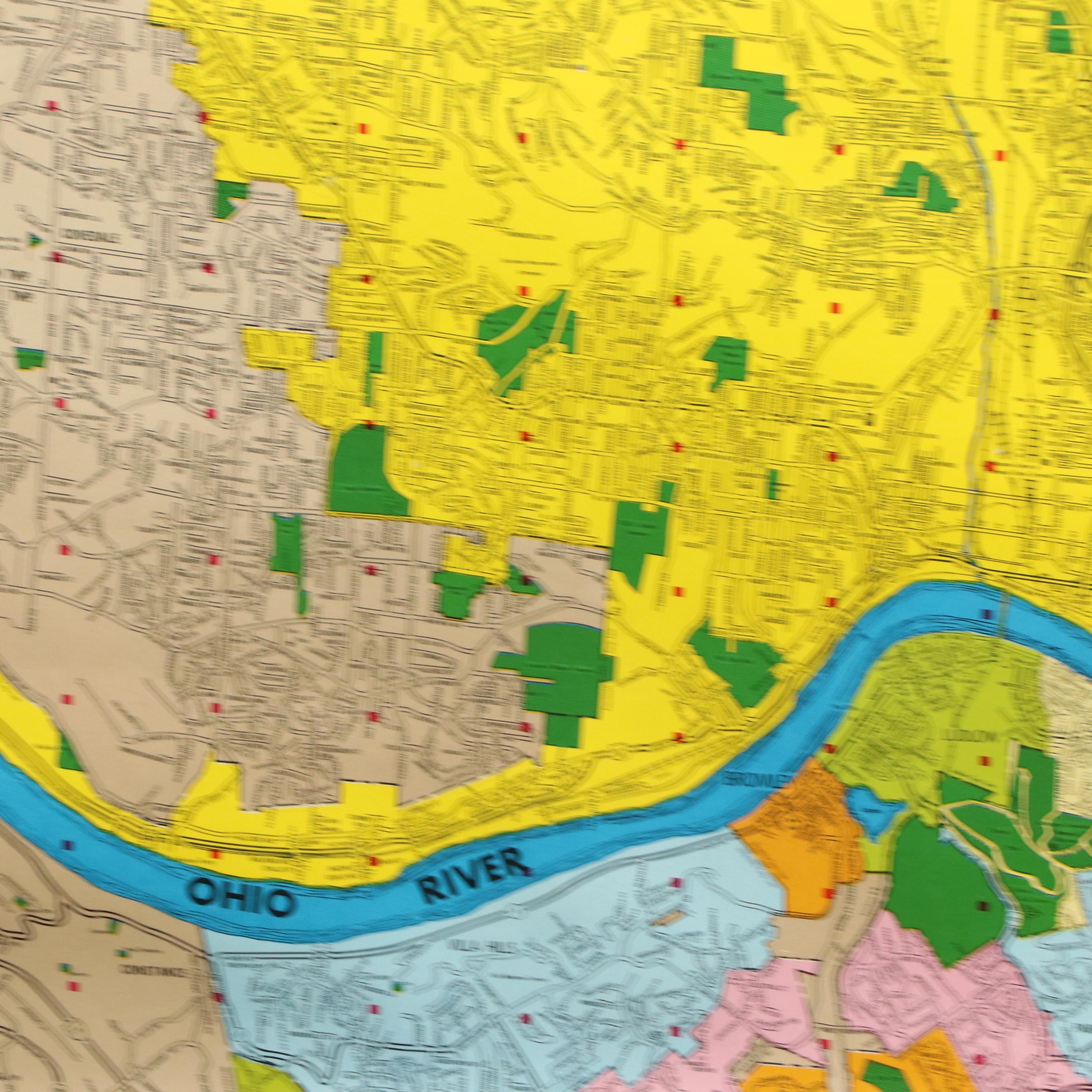 Color Lithograph Map "Cincinnati Area Metro Map"