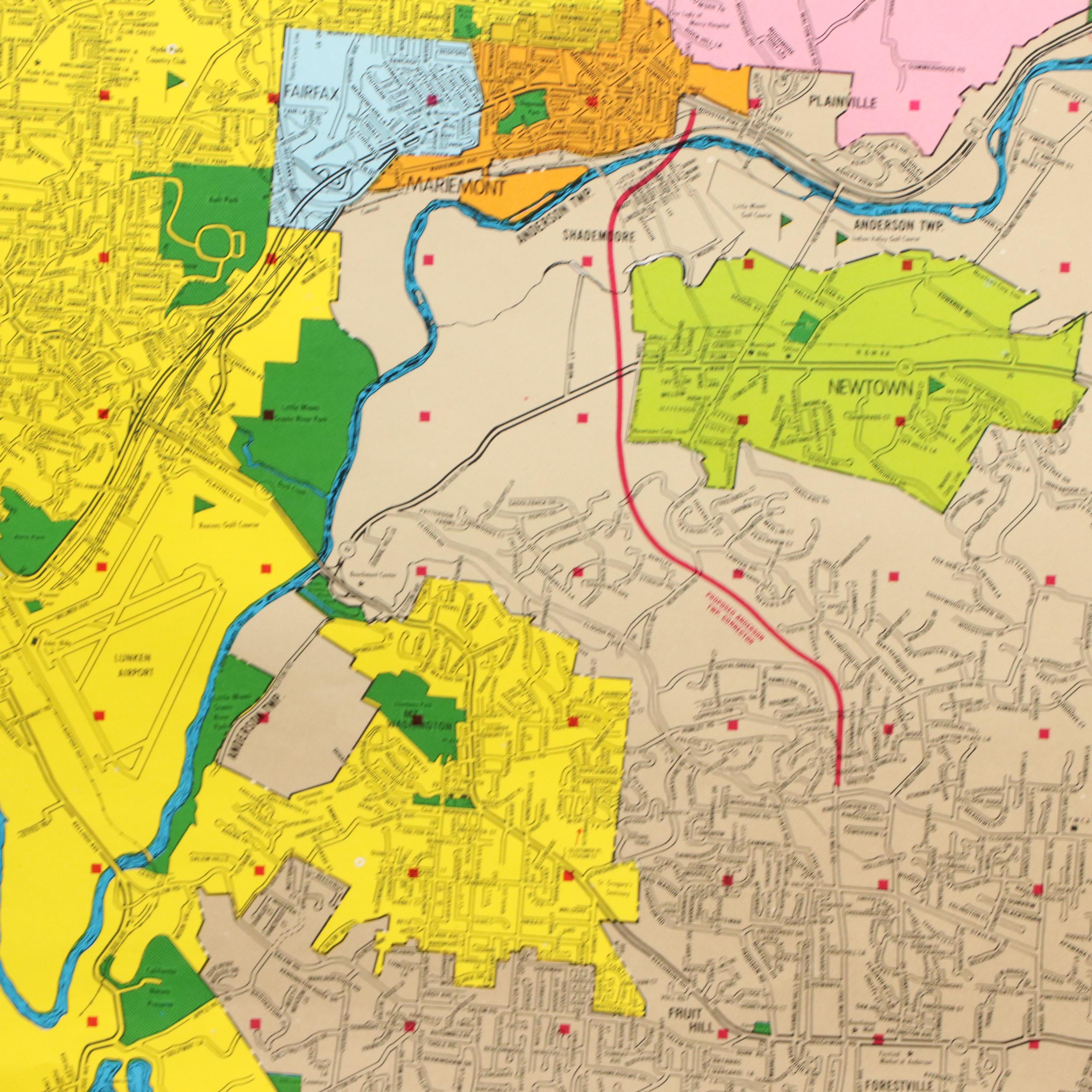 Color Lithograph Map "Cincinnati Area Metro Map"