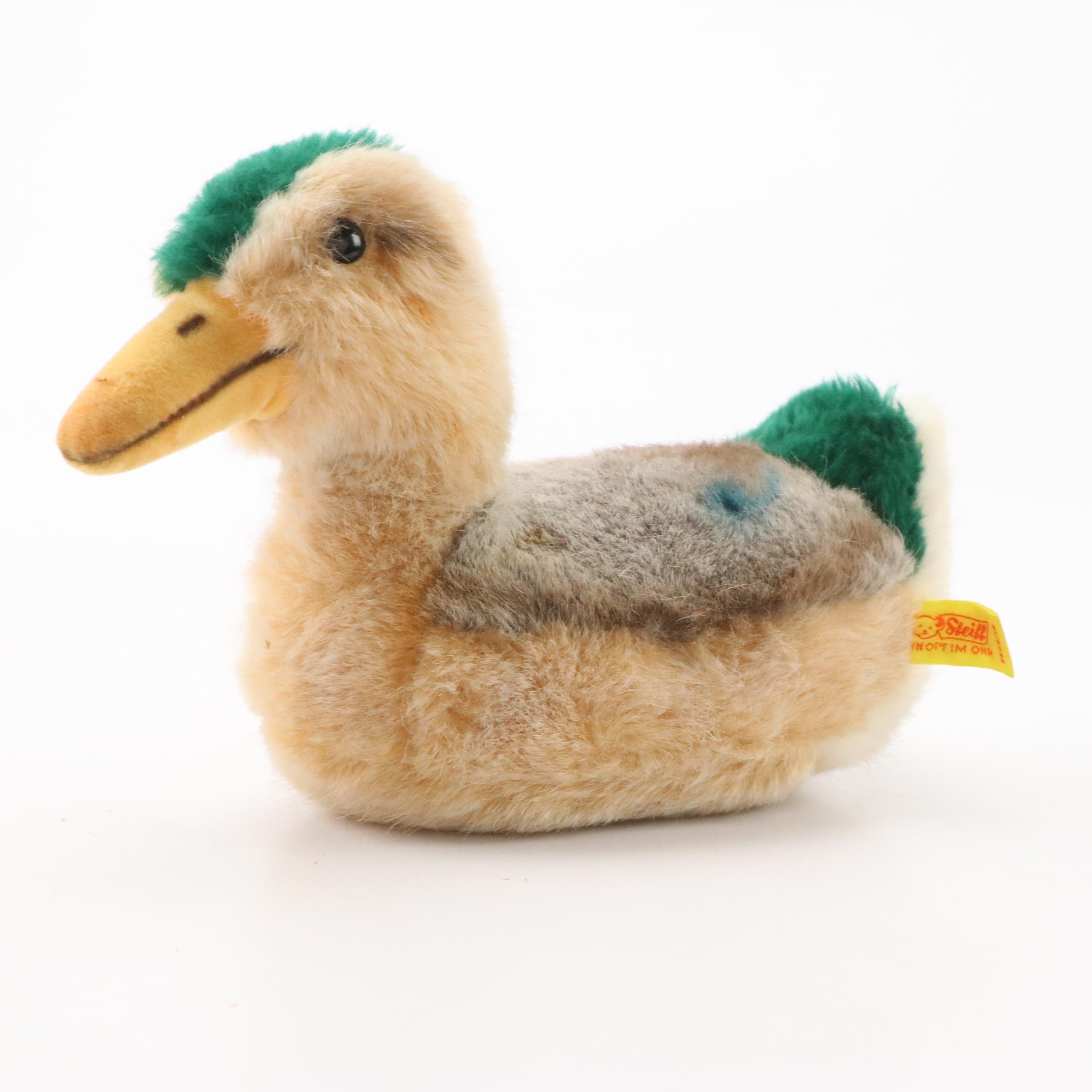 Steiff "Tulla" Mallard Duck Stuffed Toy with "Leo" Lion and Tiger Hand Puppets