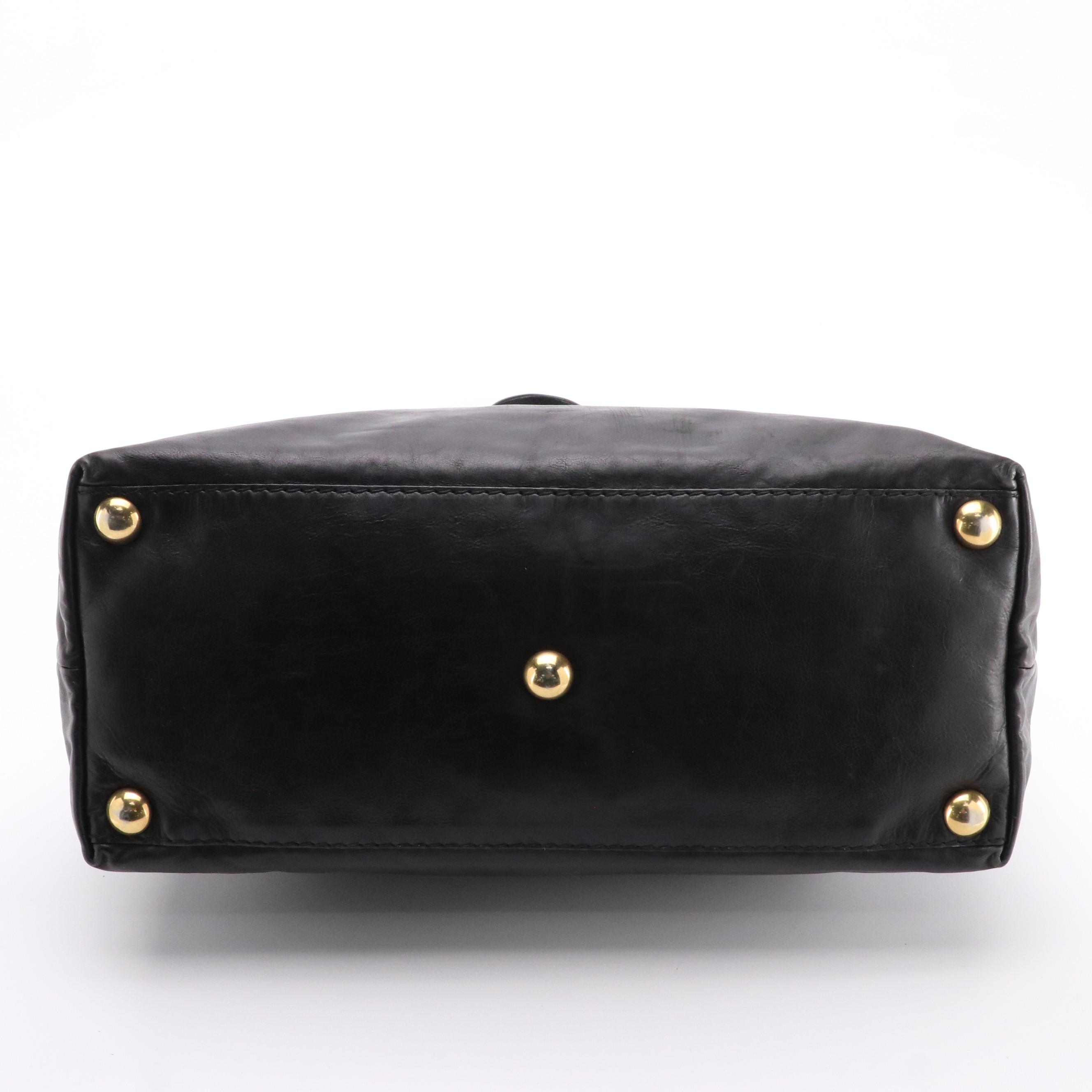 Gucci Babouska Tote Bag in Black Leather with Heart Crest Studded Charm