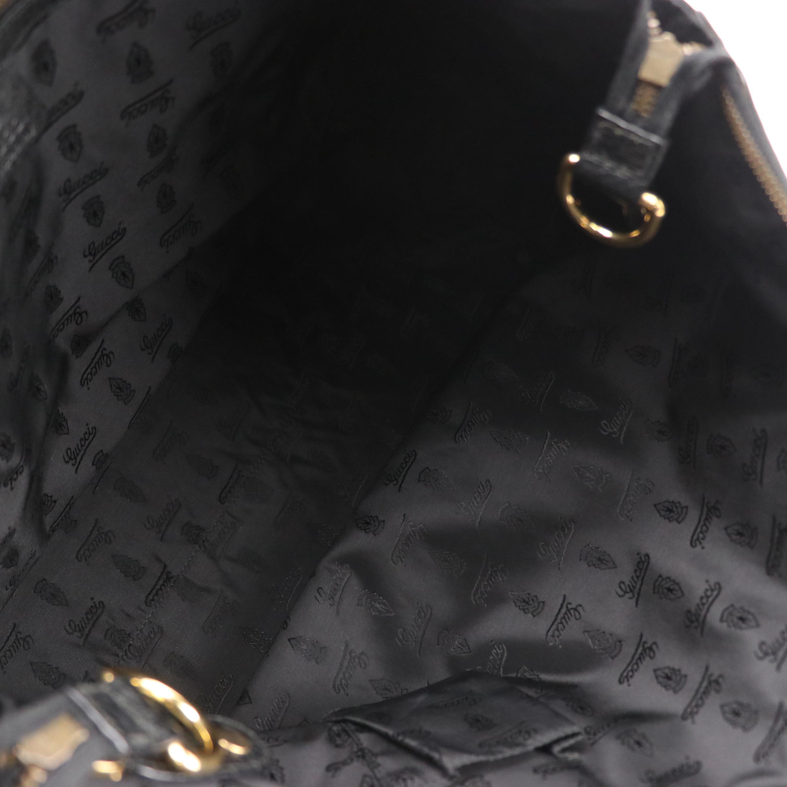 Gucci Babouska Tote Bag in Black Leather with Heart Crest Studded Charm