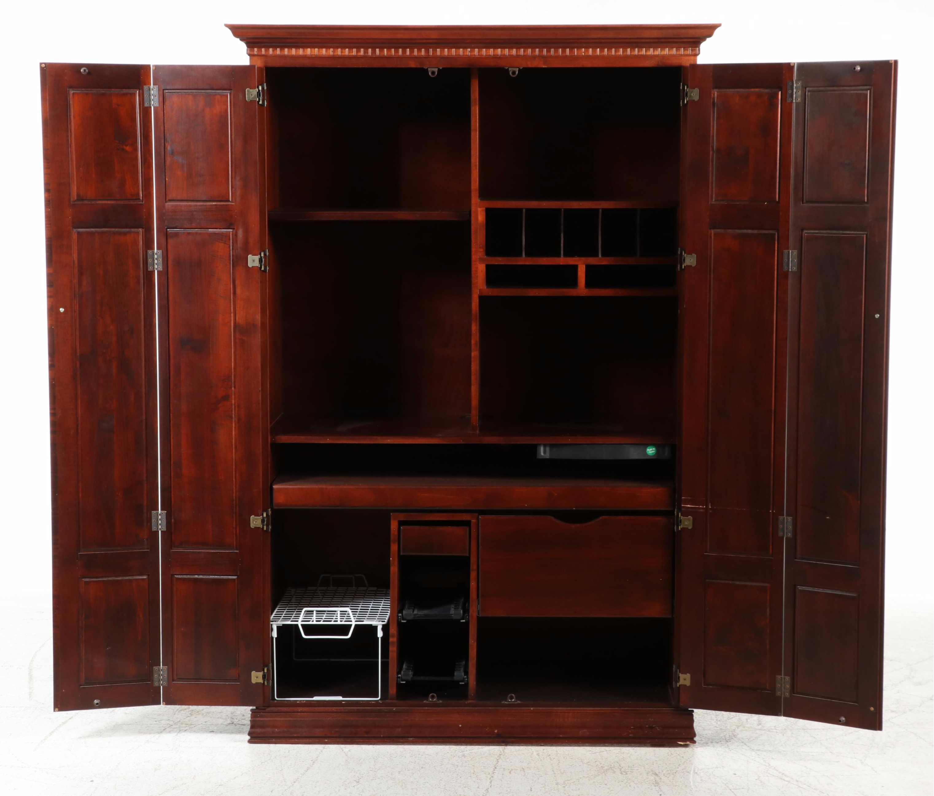 Federal Style Cherrywood-Stained Media Wardrobe
