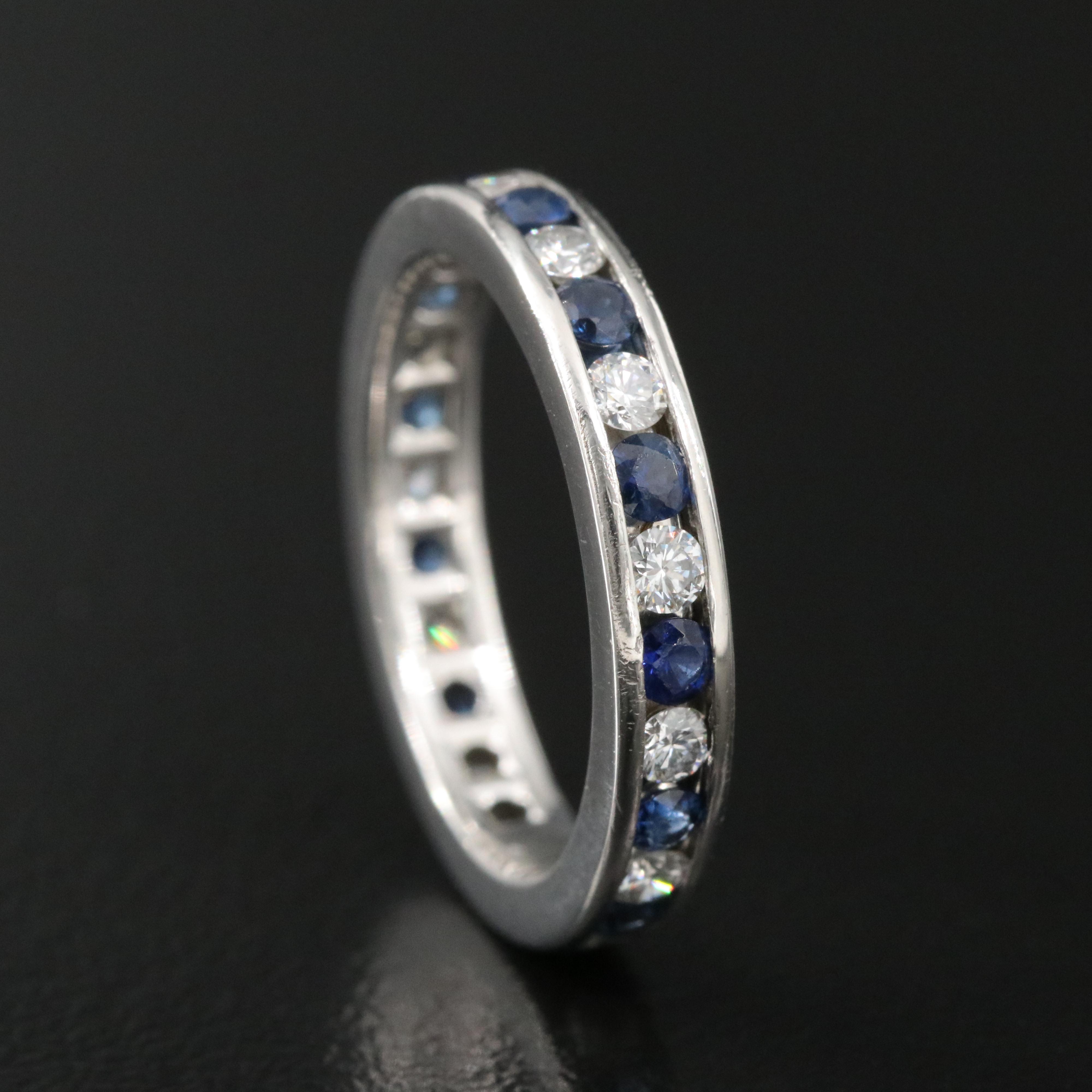 Tiffany & Co. Blue Sapphire and 0.52 CTW Diamond Eternity Band