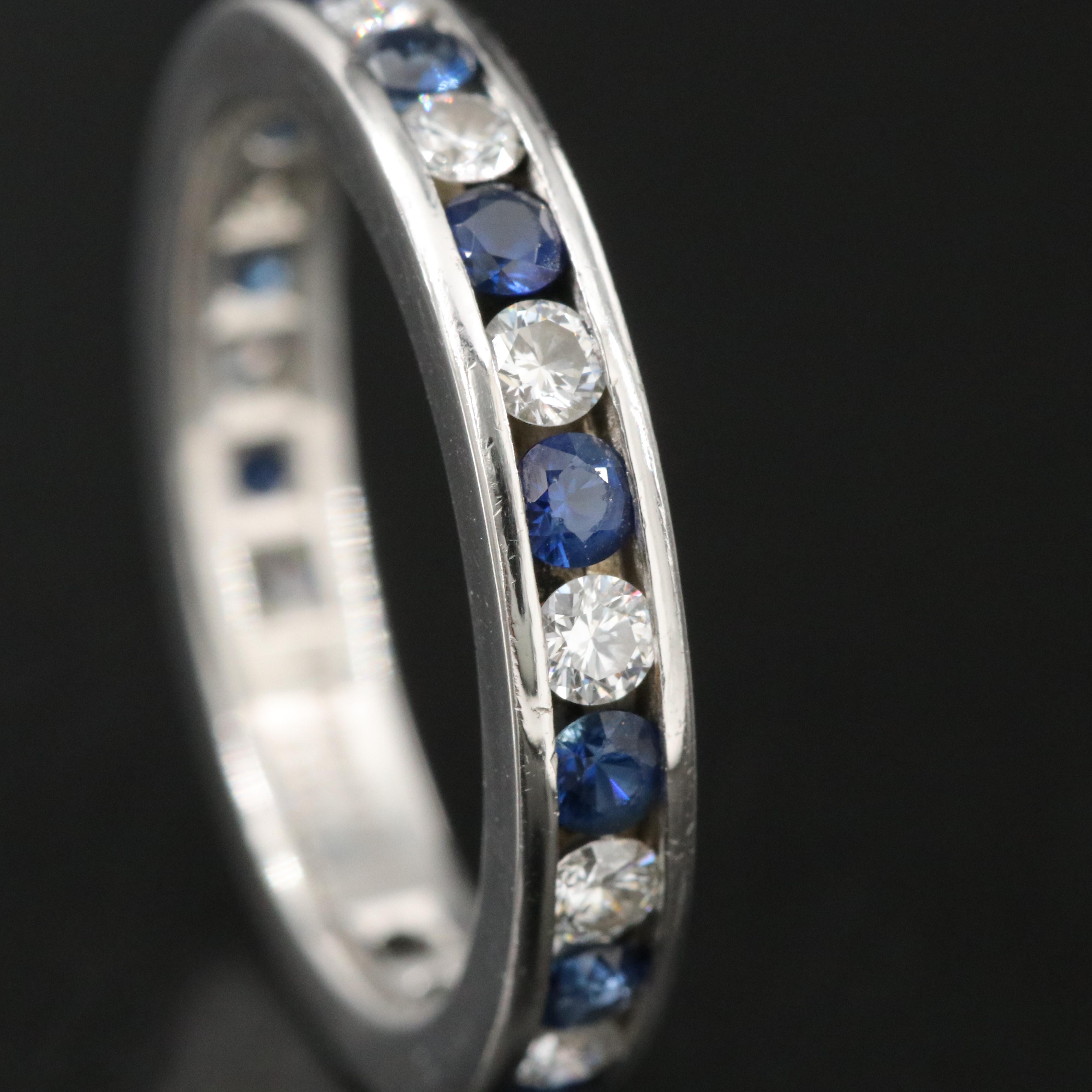 Tiffany & Co. Blue Sapphire and 0.52 CTW Diamond Eternity Band