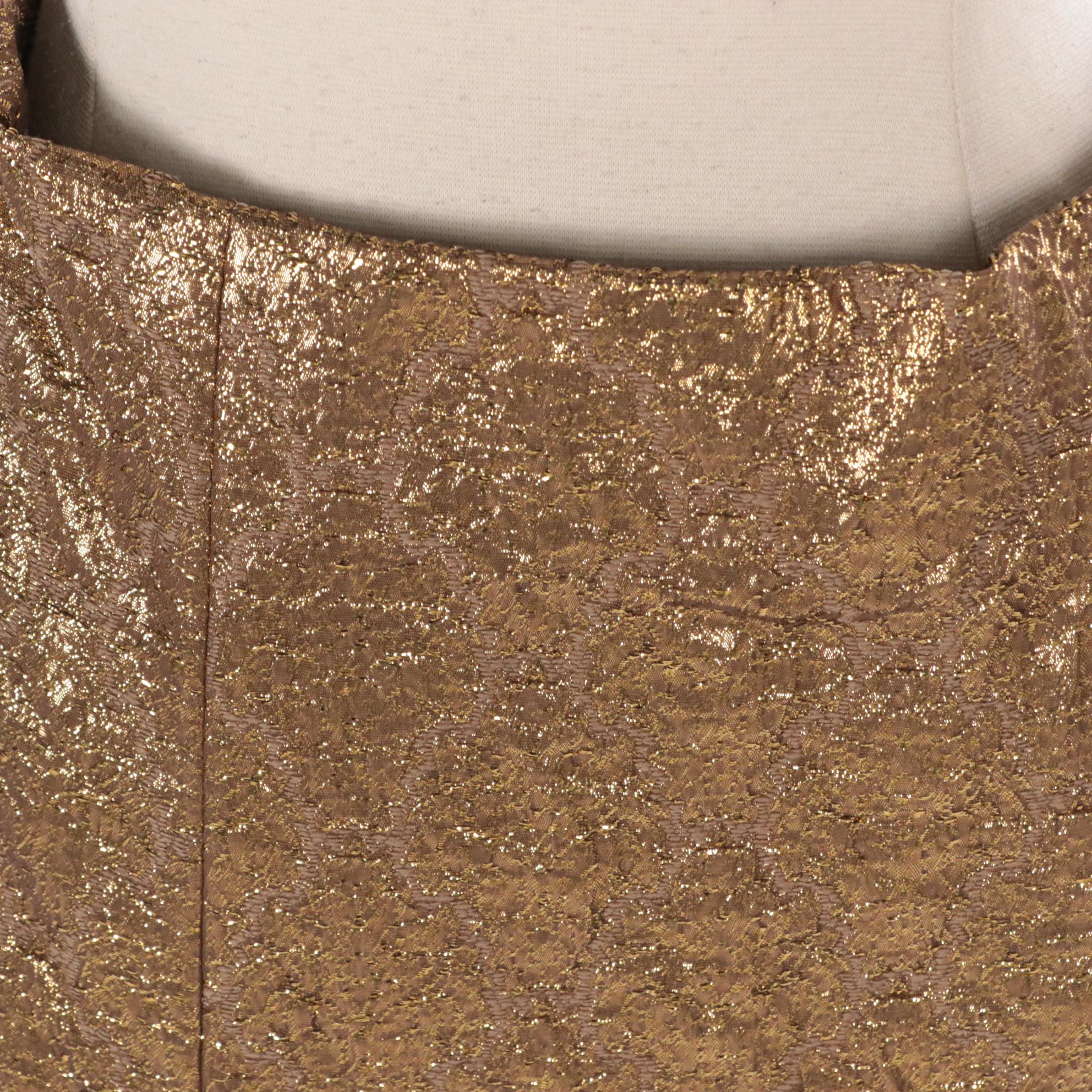 Prada Lamé Pleated Skirt in Gold Brocade, New With Tags