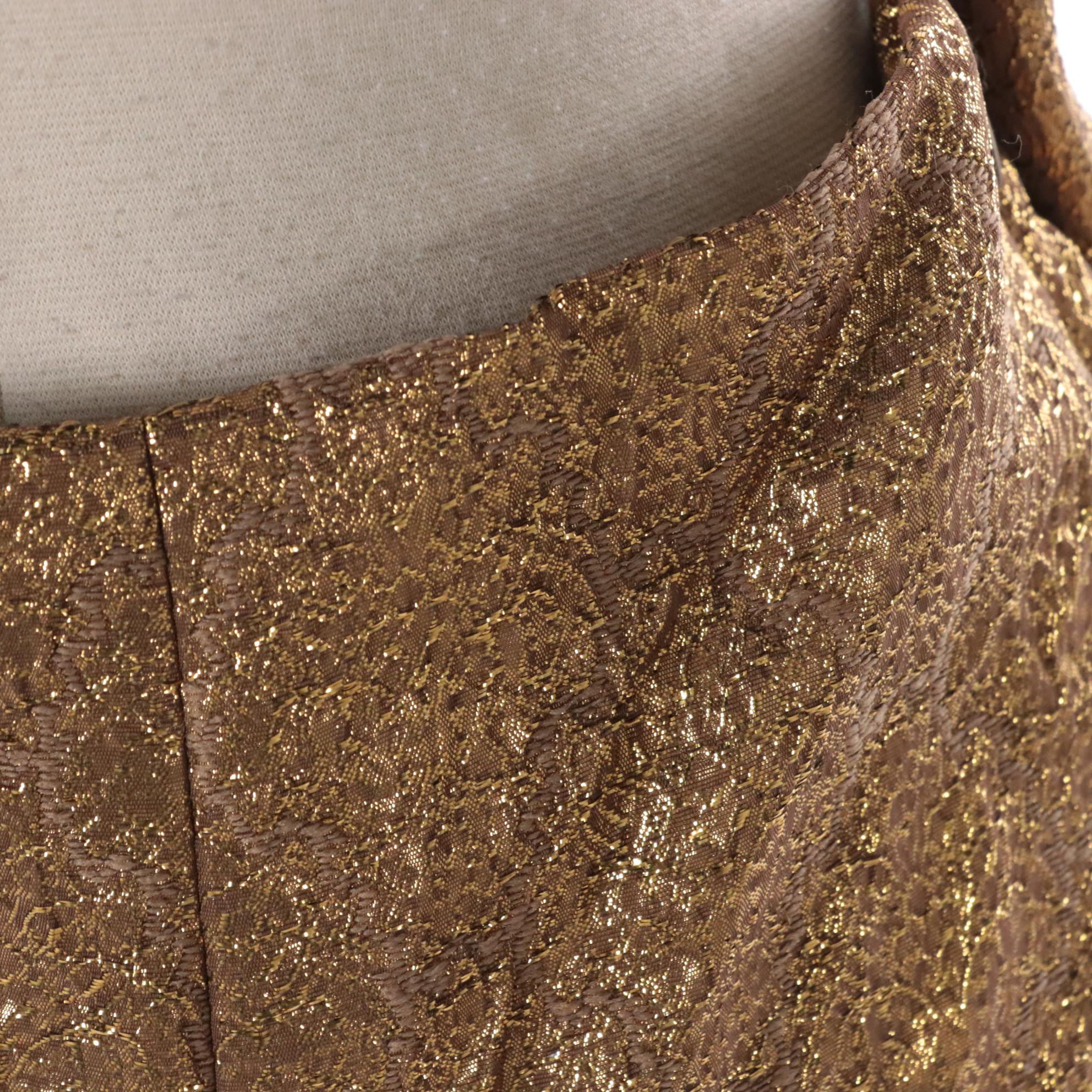 Prada Lamé Pleated Skirt in Gold Brocade, New With Tags