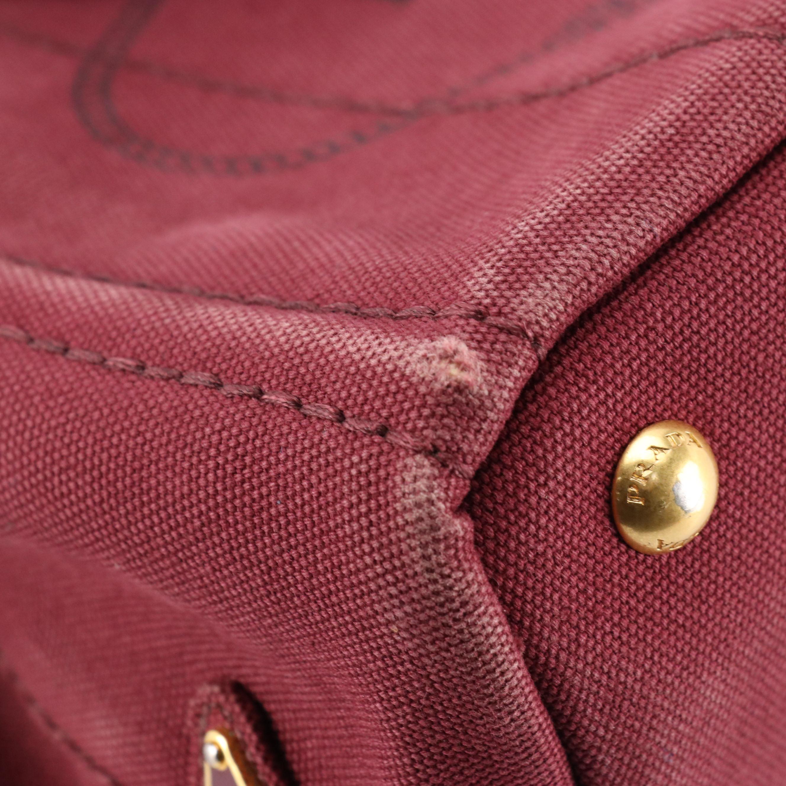 Prada Canapa Logo Two-Way Tote Bag in Maroon Canvas