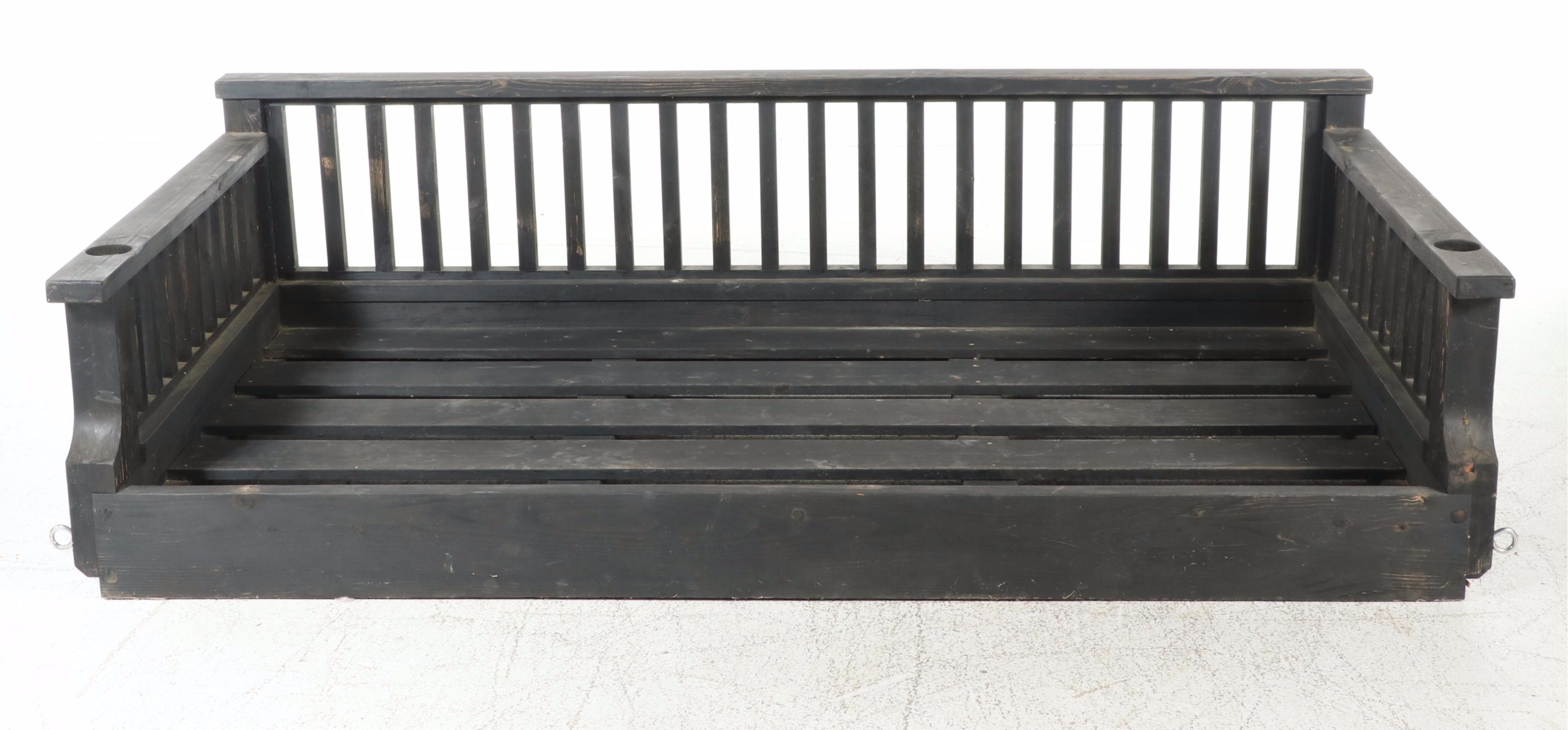 Wooden Slat Patio Daybed with Twin Mattress Covers & Matching Bolster Cushions