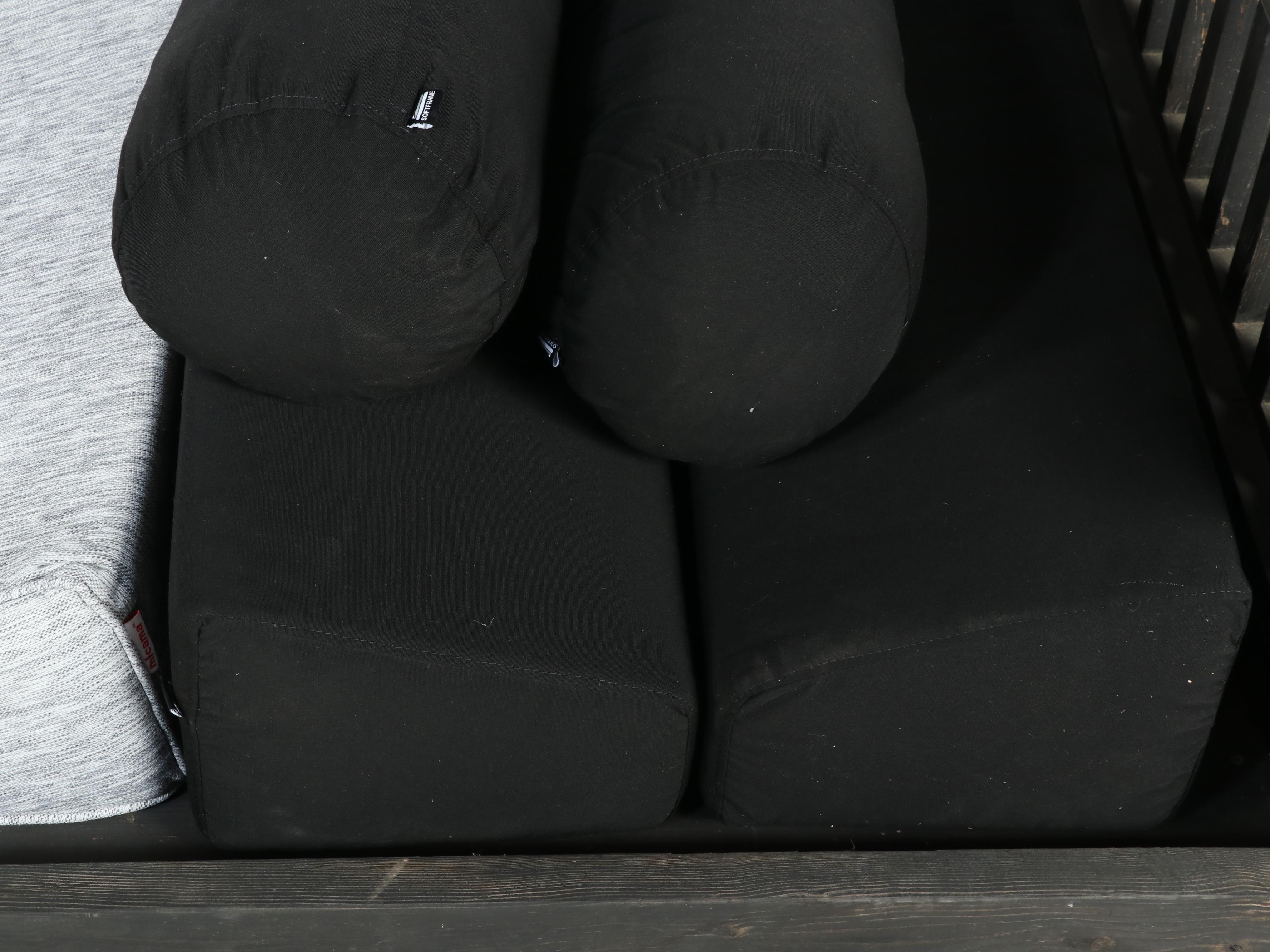 Wooden Slat Patio Daybed with Twin Mattress Covers & Matching Bolster Cushions