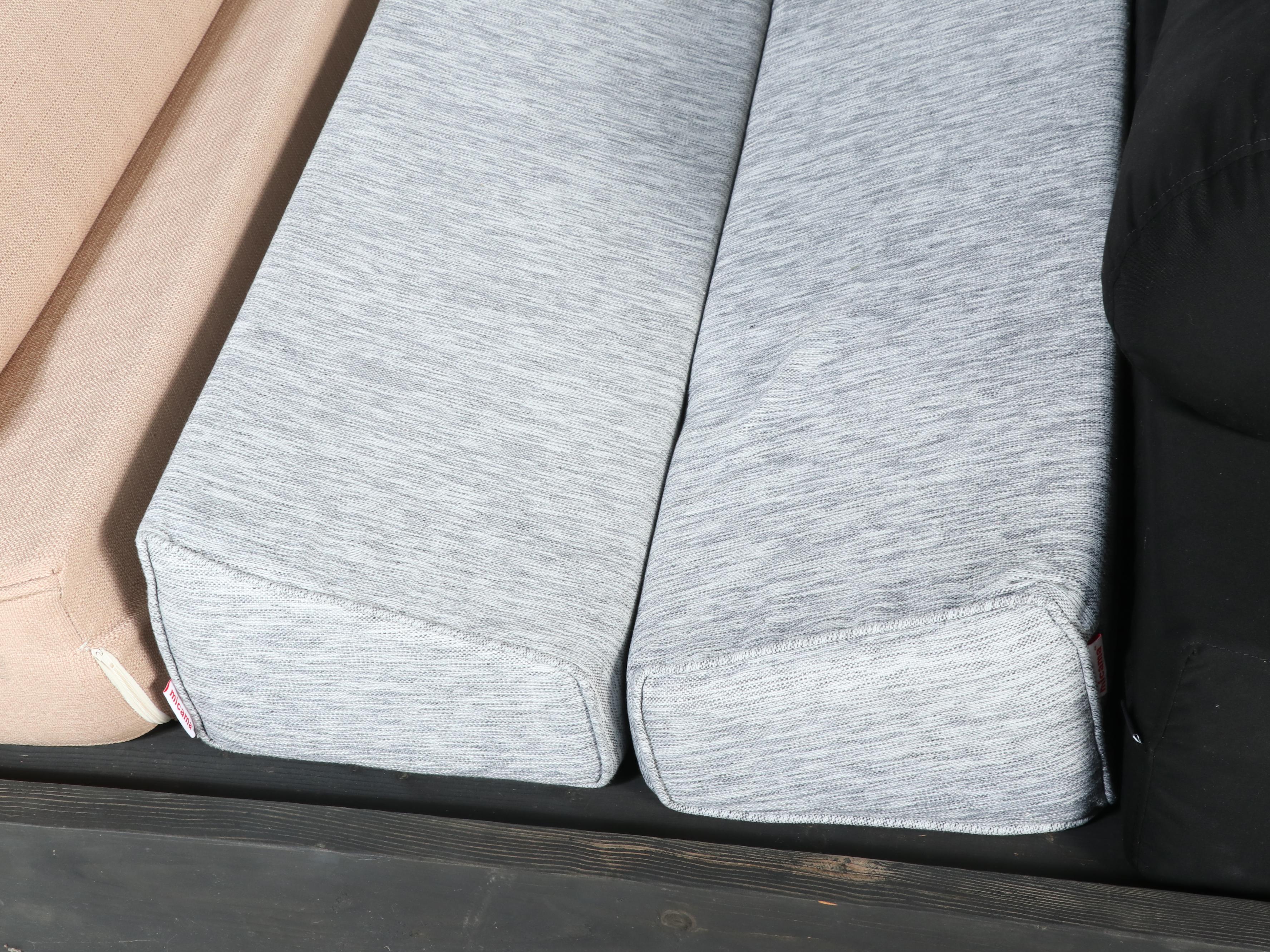 Wooden Slat Patio Daybed with Twin Mattress Covers & Matching Bolster Cushions