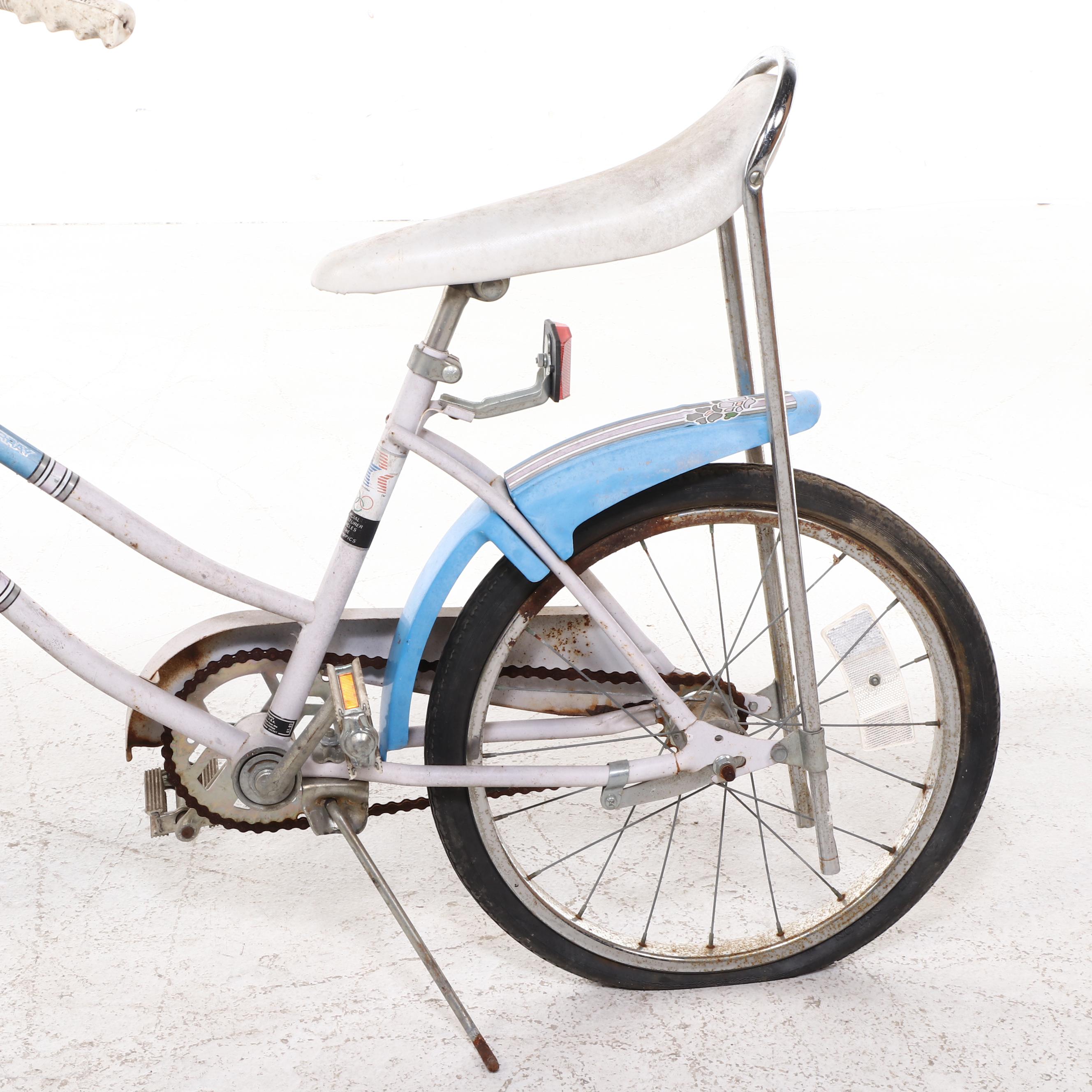 Child's Murray Banana Seat Bicycle in Blue and White, 1980s