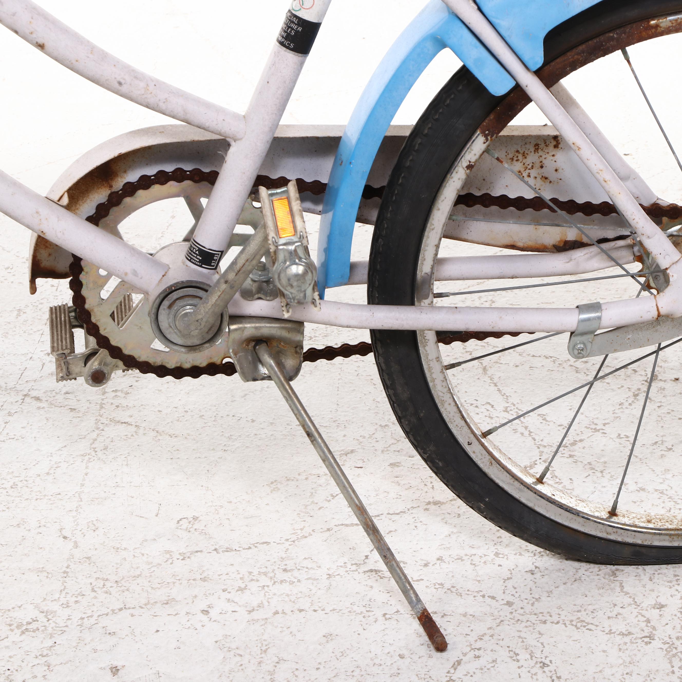Child's Murray Banana Seat Bicycle in Blue and White, 1980s