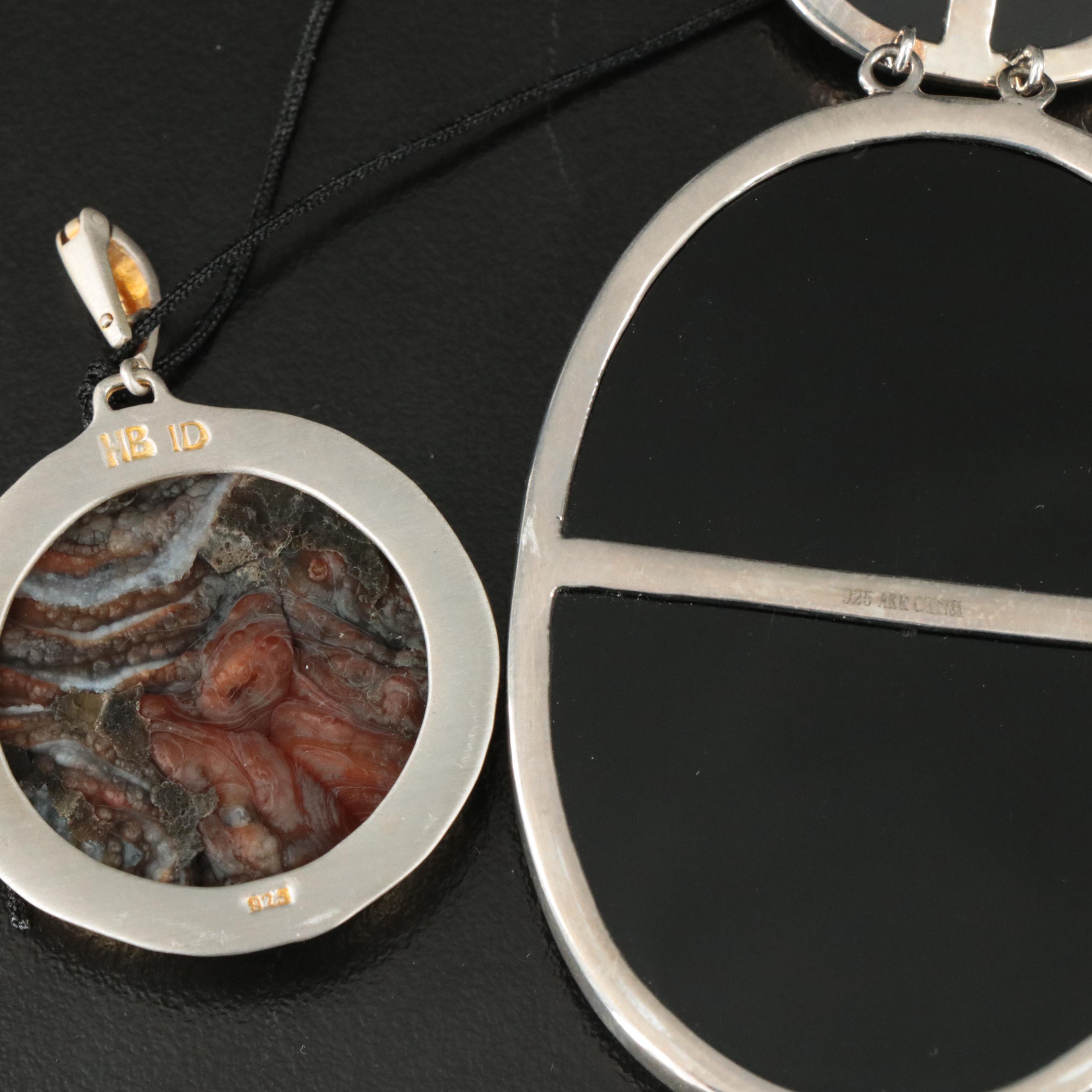 Necklace Collection Featuring Mother of Pearl, Ammonite, and Sterling