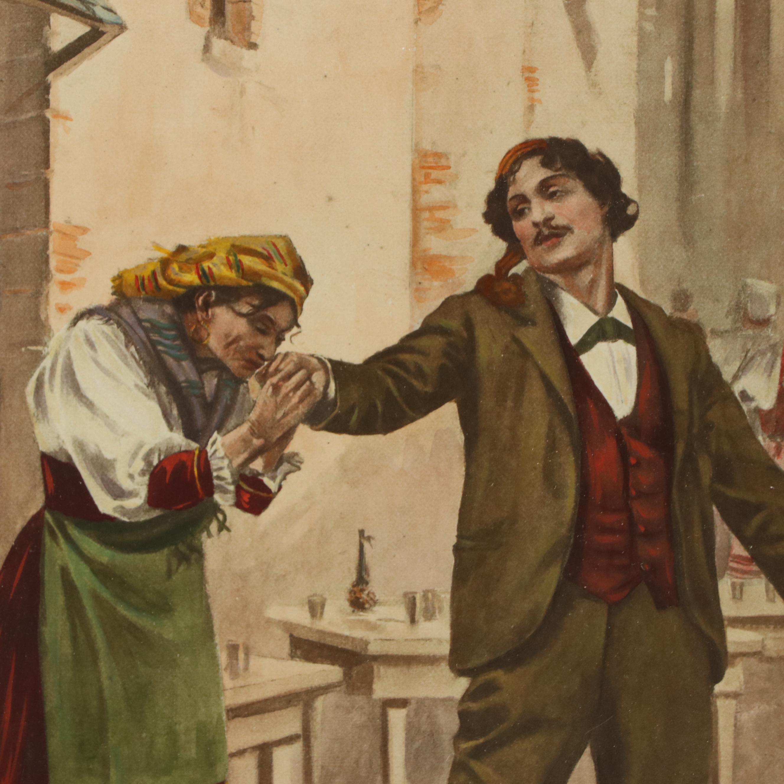 After William De Leftwich Dodge Watercolor Painting "Cavalleria Rusticana," 1899