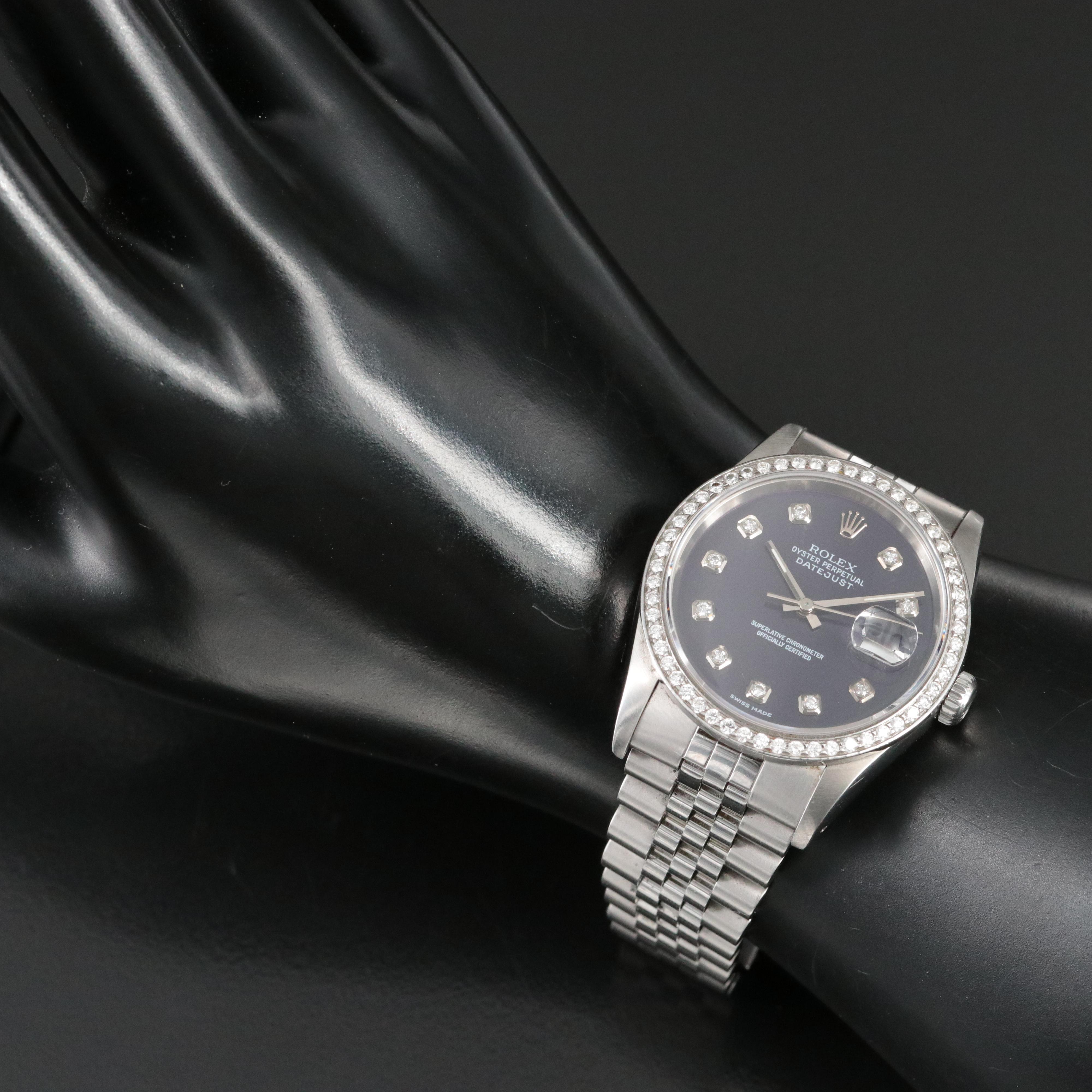 1987 - 1988 Rolex Custom Diamond Dial and Bezel Datejust Watch