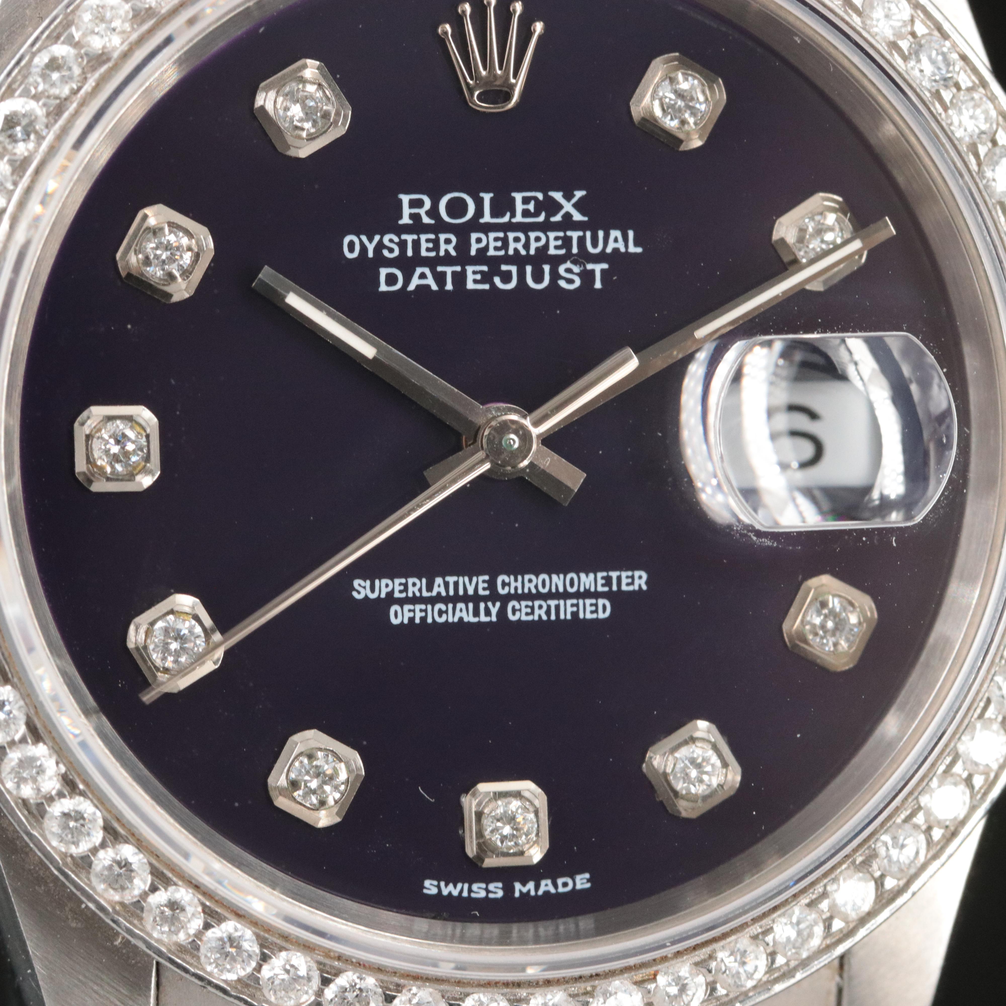1987 - 1988 Rolex Custom Diamond Dial and Bezel Datejust Watch