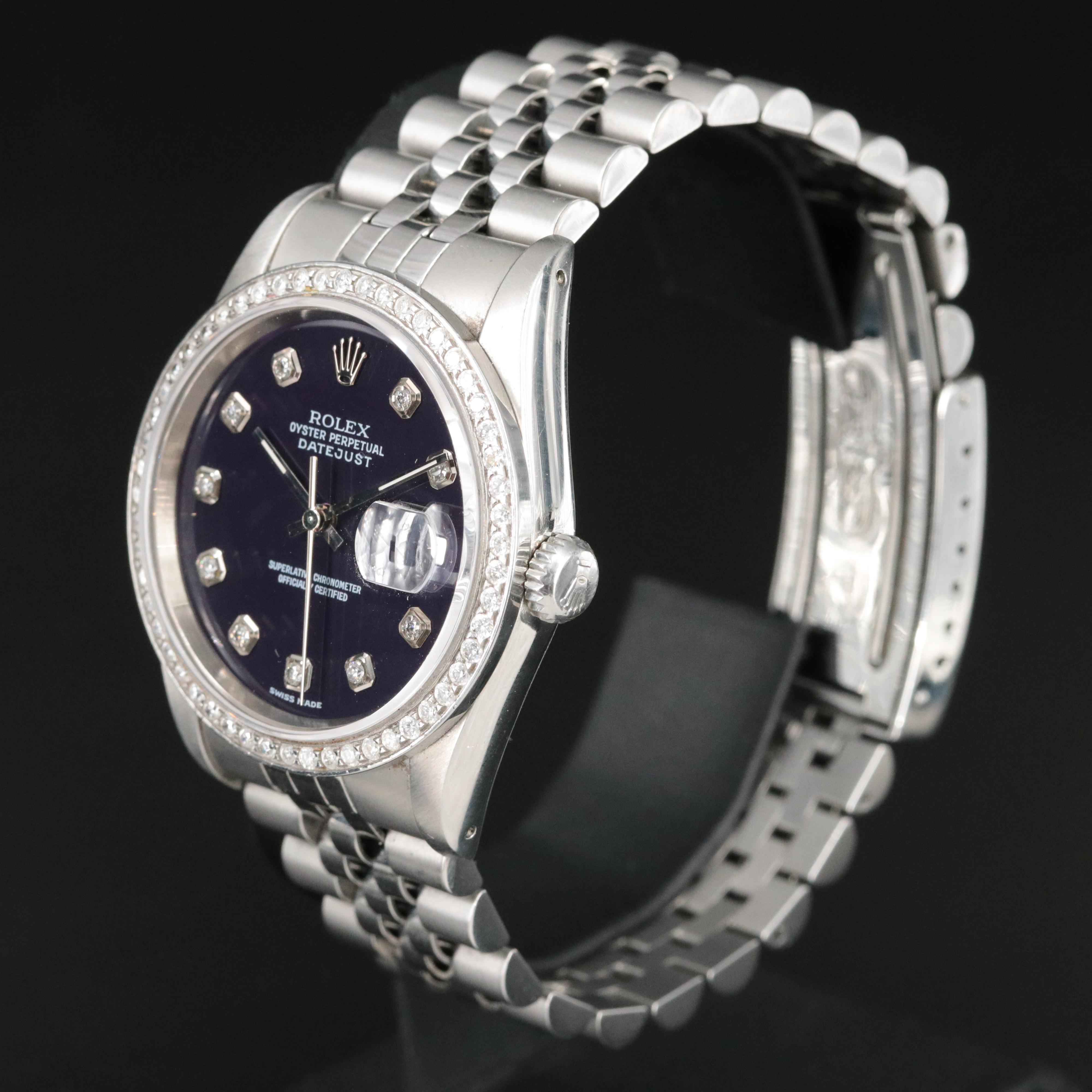 1987 - 1988 Rolex Custom Diamond Dial and Bezel Datejust Watch