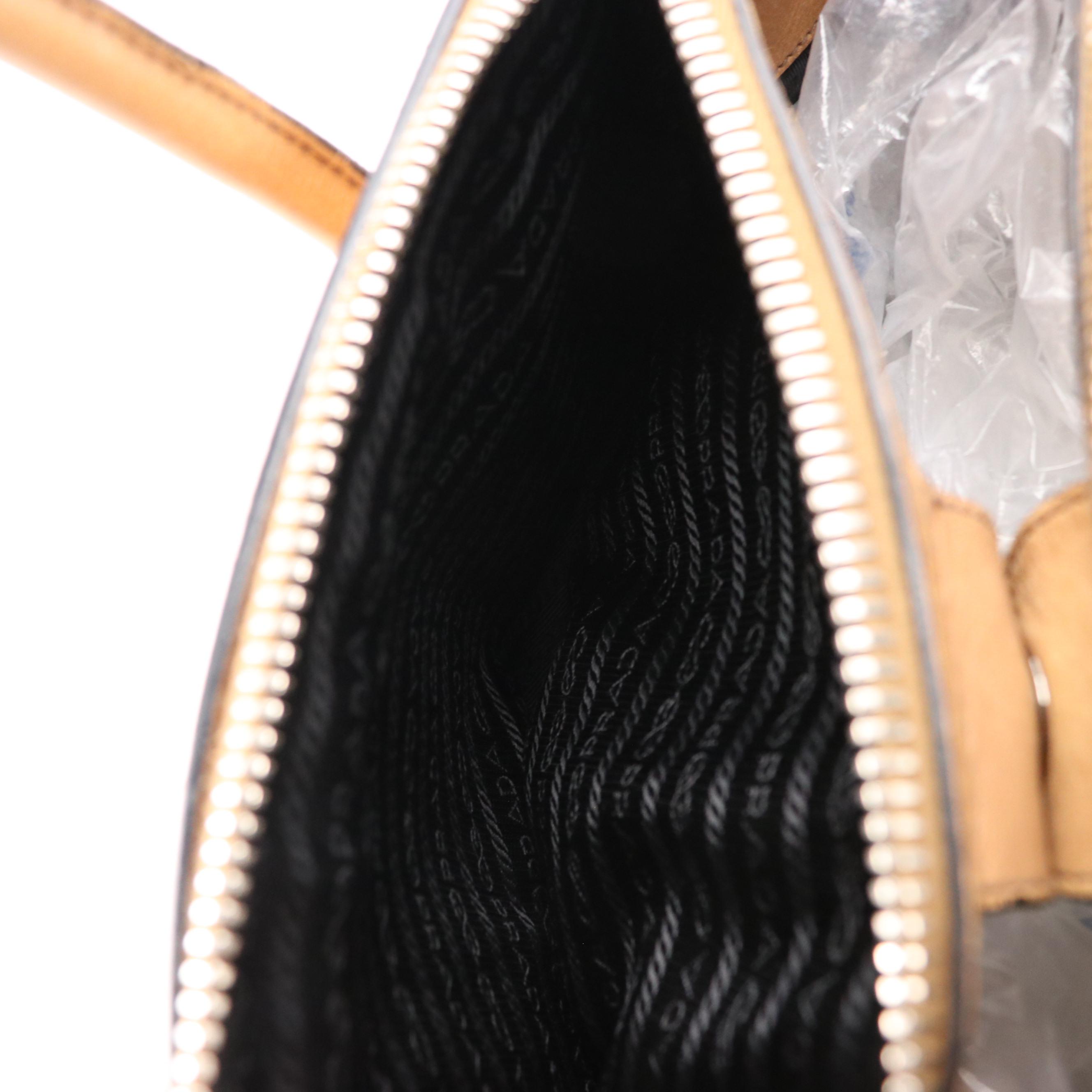 Prada Double Zip Handbag in Natural Glace Calf Leather