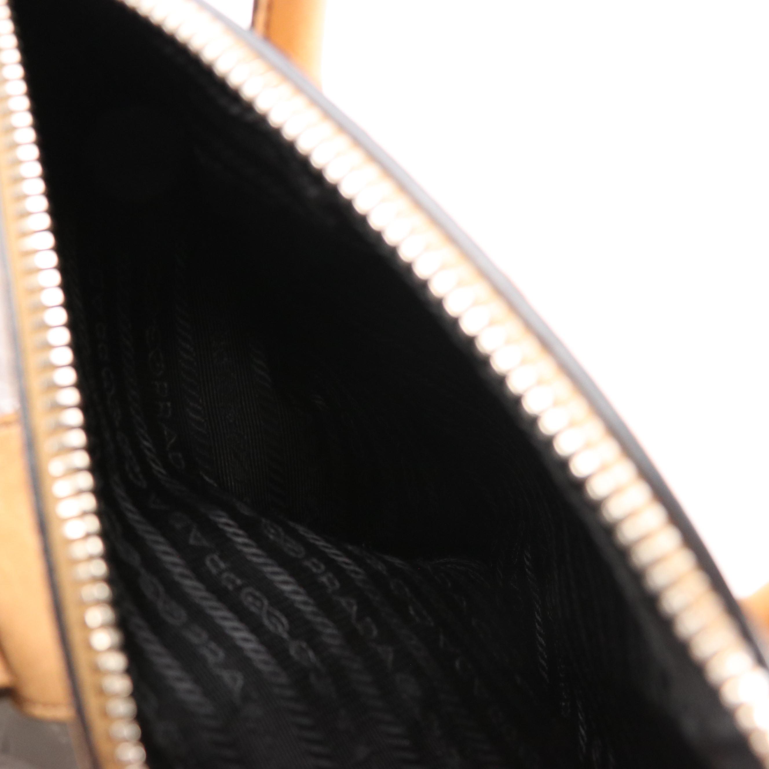 Prada Double Zip Handbag in Natural Glace Calf Leather