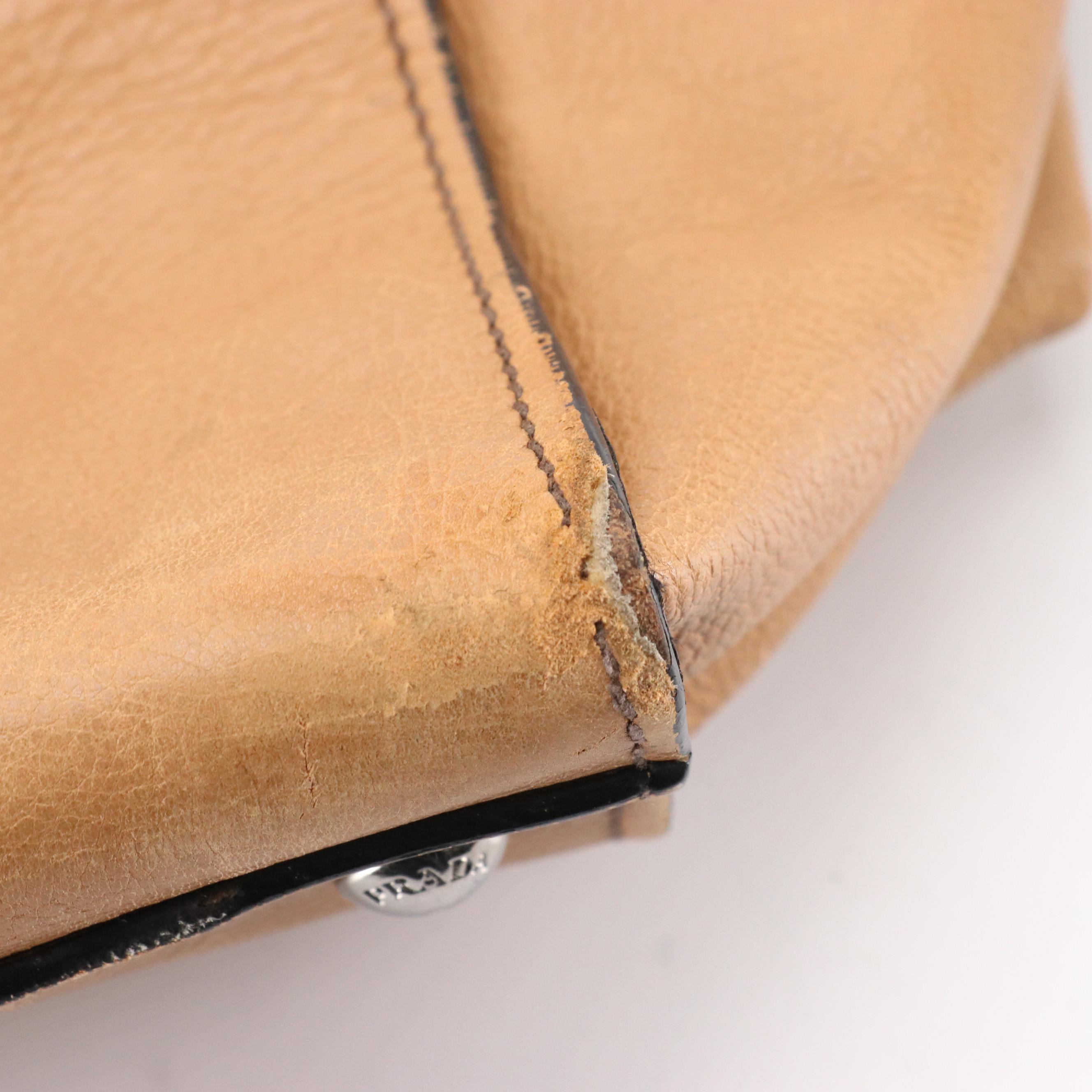 Prada Double Zip Handbag in Natural Glace Calf Leather