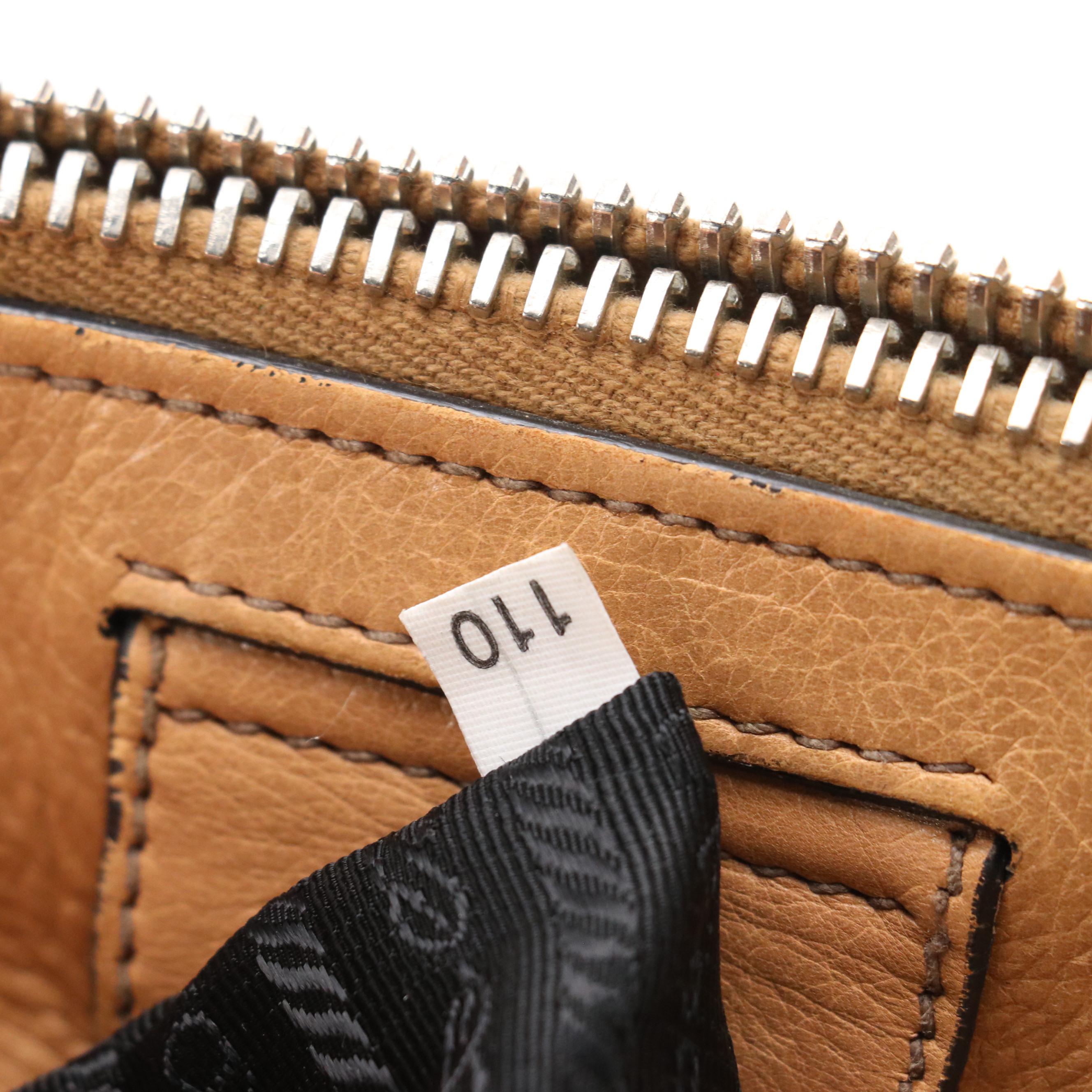 Prada Double Zip Handbag in Natural Glace Calf Leather