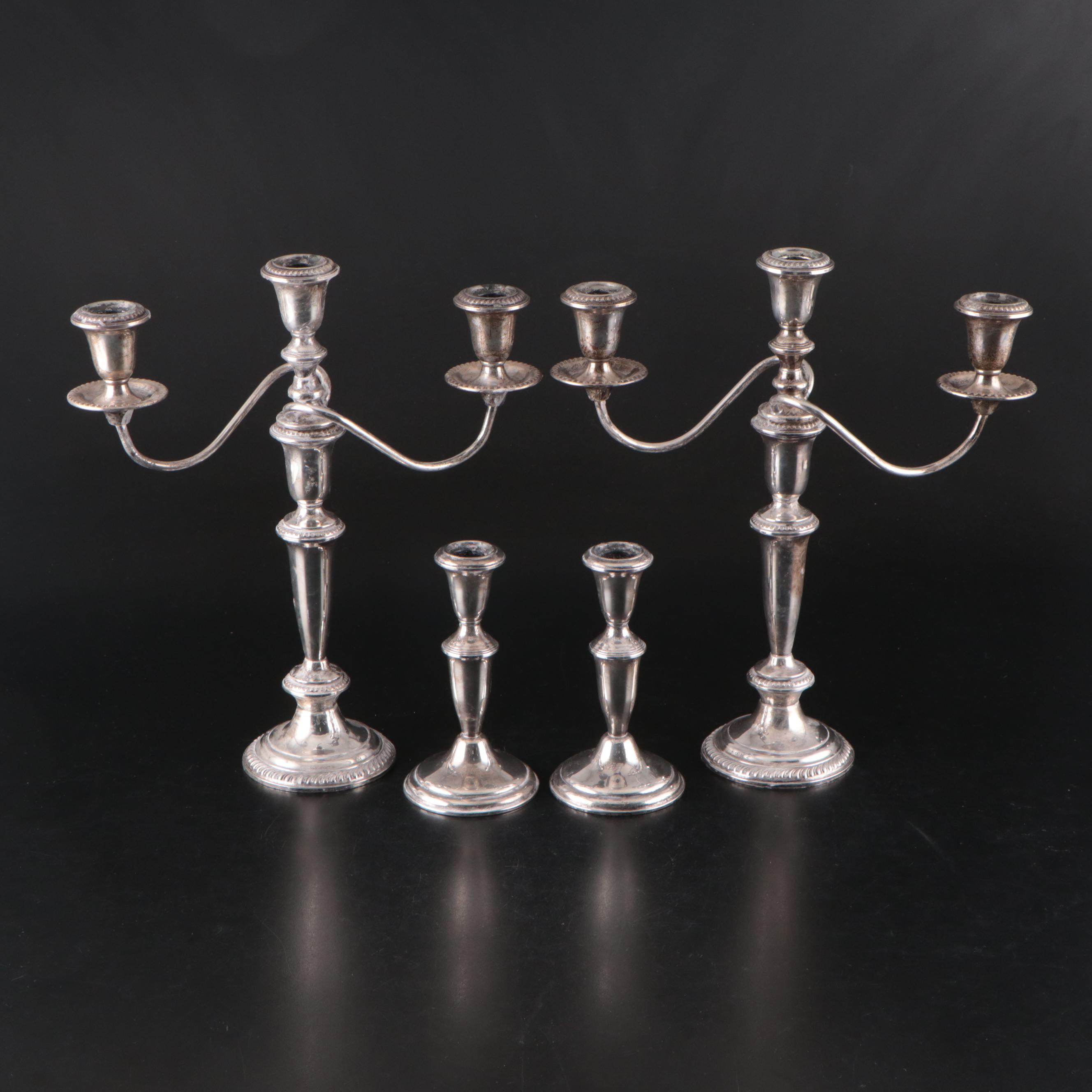 Gumps Gadrooning Pattern Sterling Silver Candelabra with More