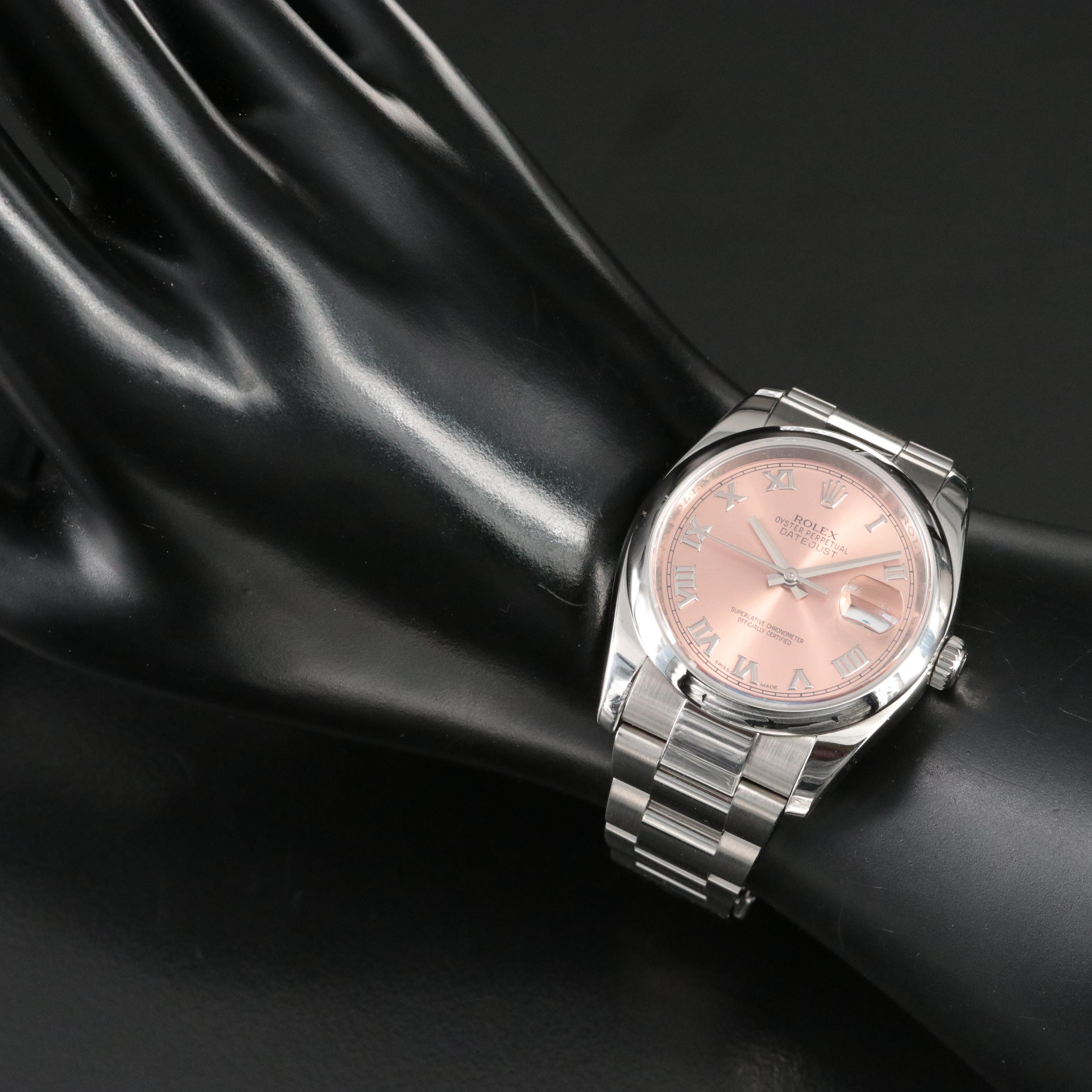 Rolex Datejust Roman Salmon Dial Stainless Steel Watch