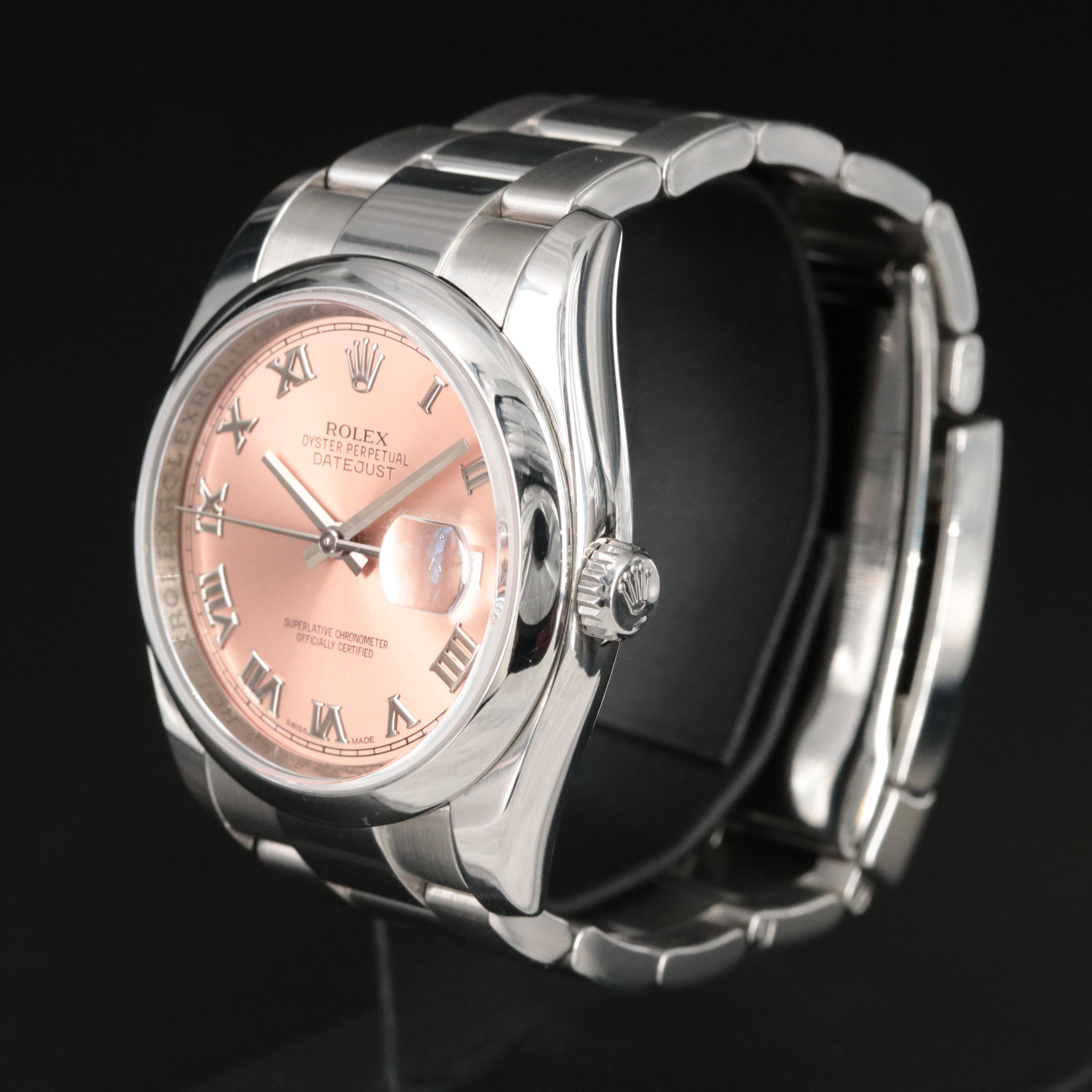 Rolex Datejust Roman Salmon Dial Stainless Steel Watch