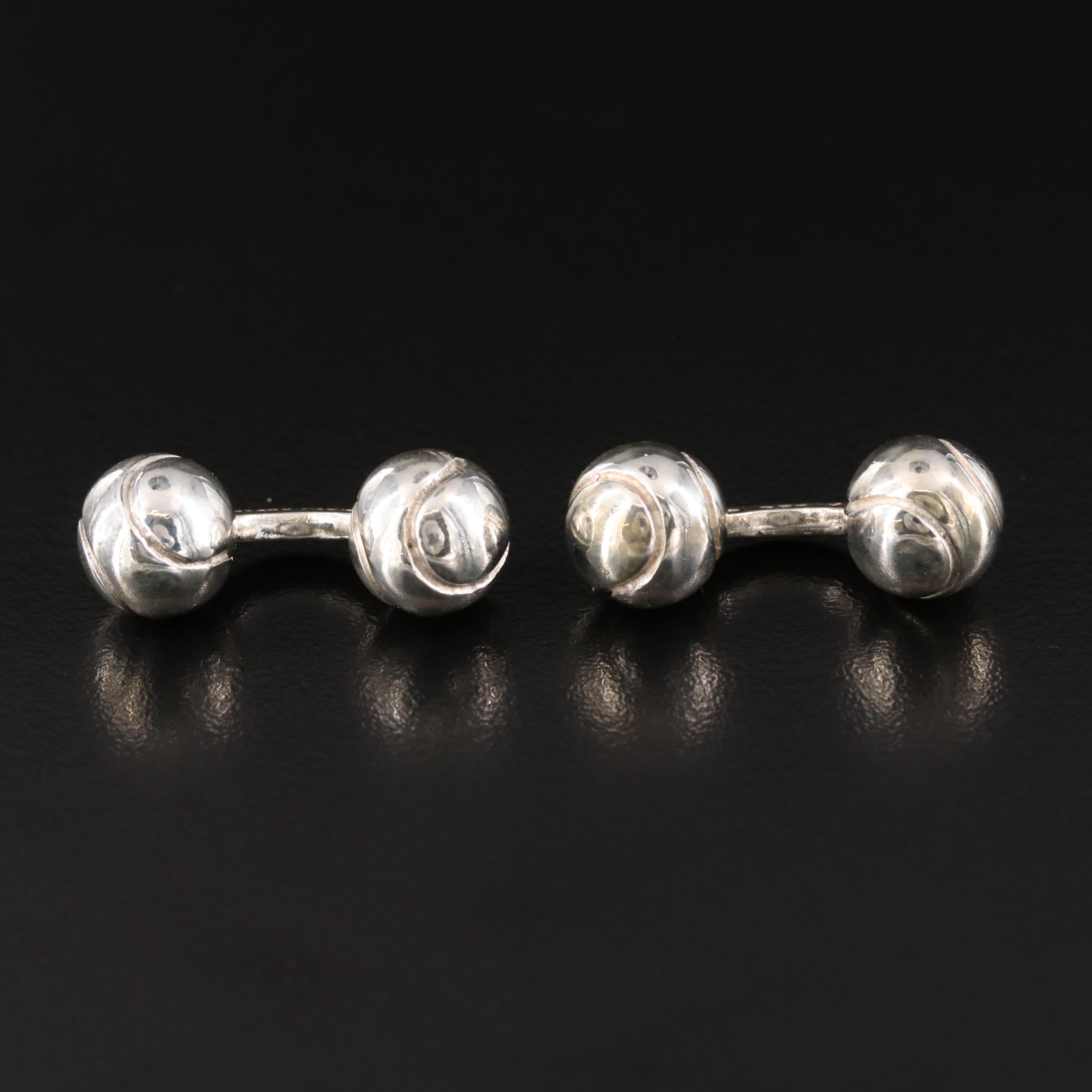 Tiffany & Co. Sterling Tennis Ball Cufflinks Paris