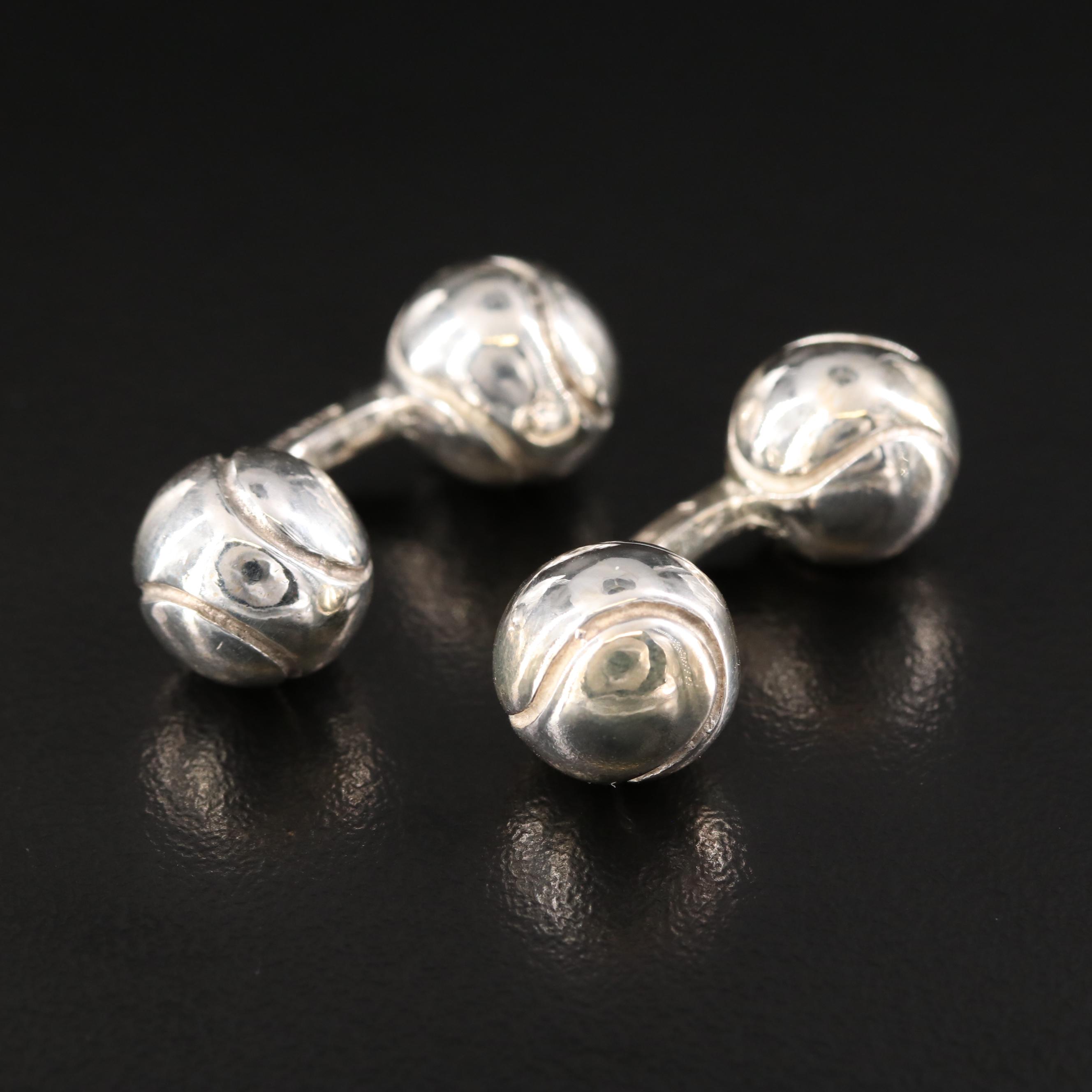 Tiffany & Co. Sterling Tennis Ball Cufflinks Paris